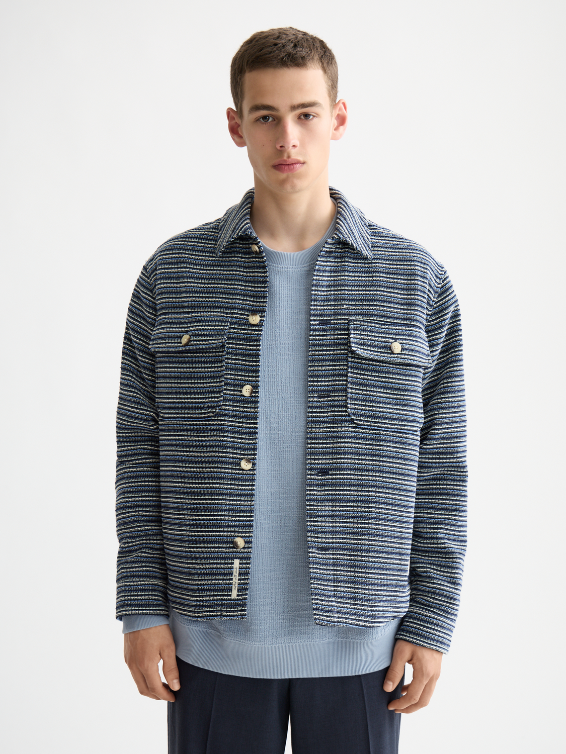 Structured striped overshirt - Blue Stripe
