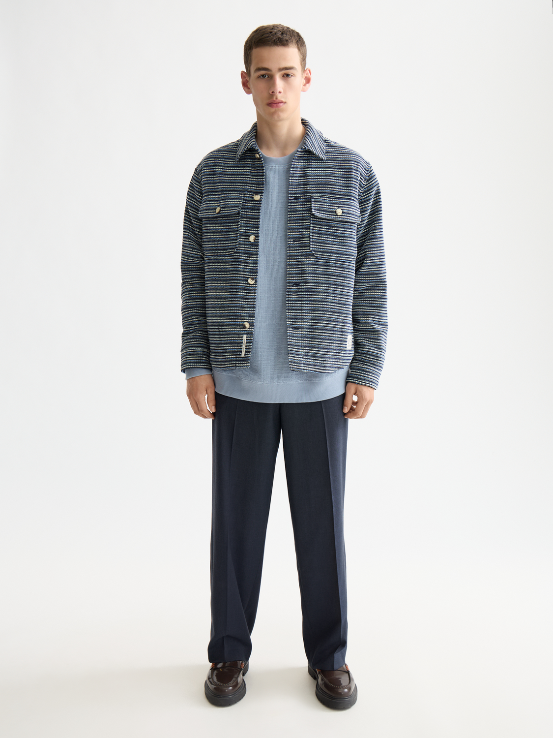 Structured striped overshirt - Blue Stripe