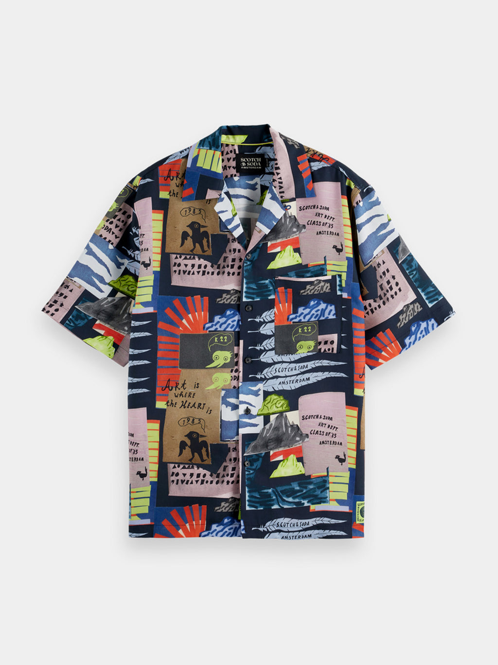 Printed short sleeved shirt - Art Collage Anthracite