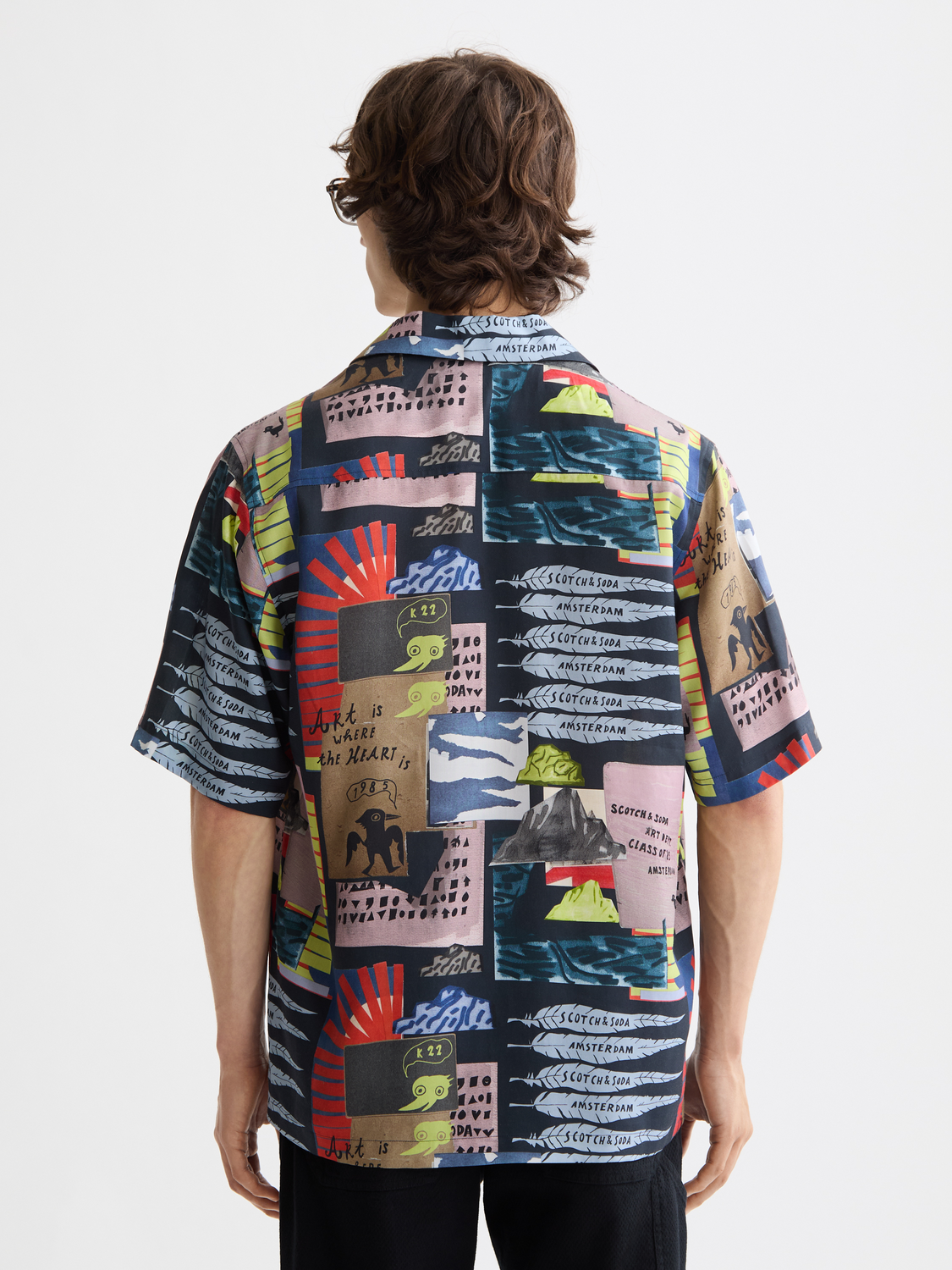 Printed short sleeved shirt - Art Collage Anthracite
