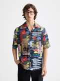 Printed short sleeved shirt - Art Collage Anthracite