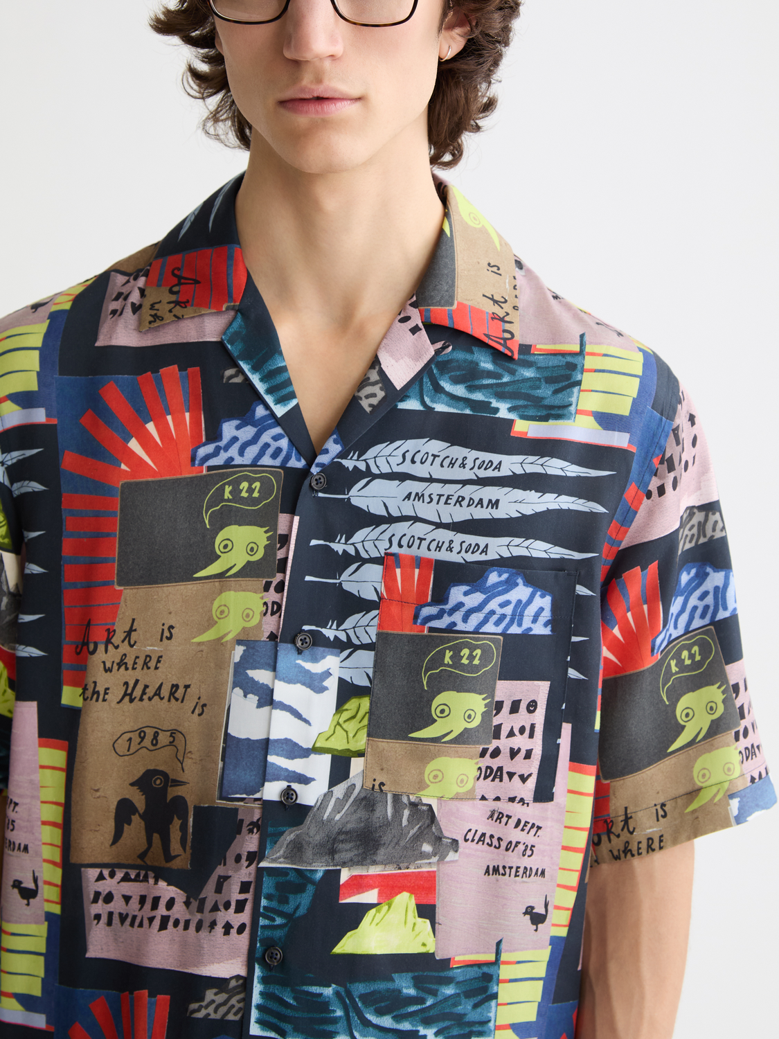 Printed short sleeved shirt - Art Collage Anthracite