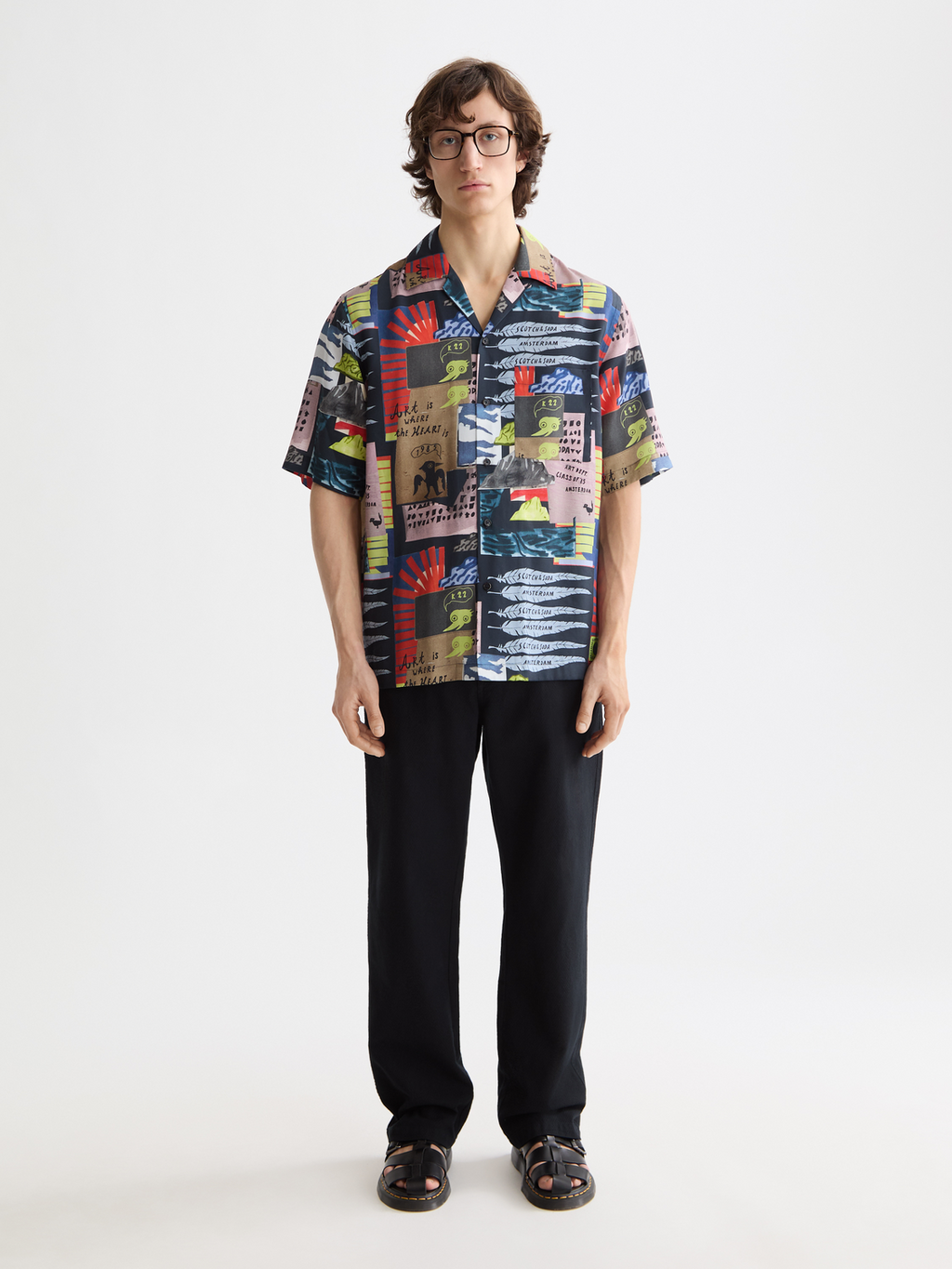 Printed short sleeved shirt - Art Collage Anthracite
