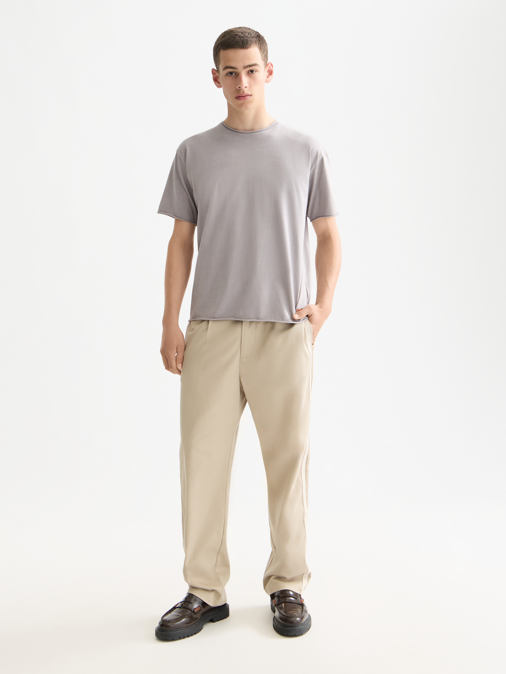 Raw edge t-shirt - Gull