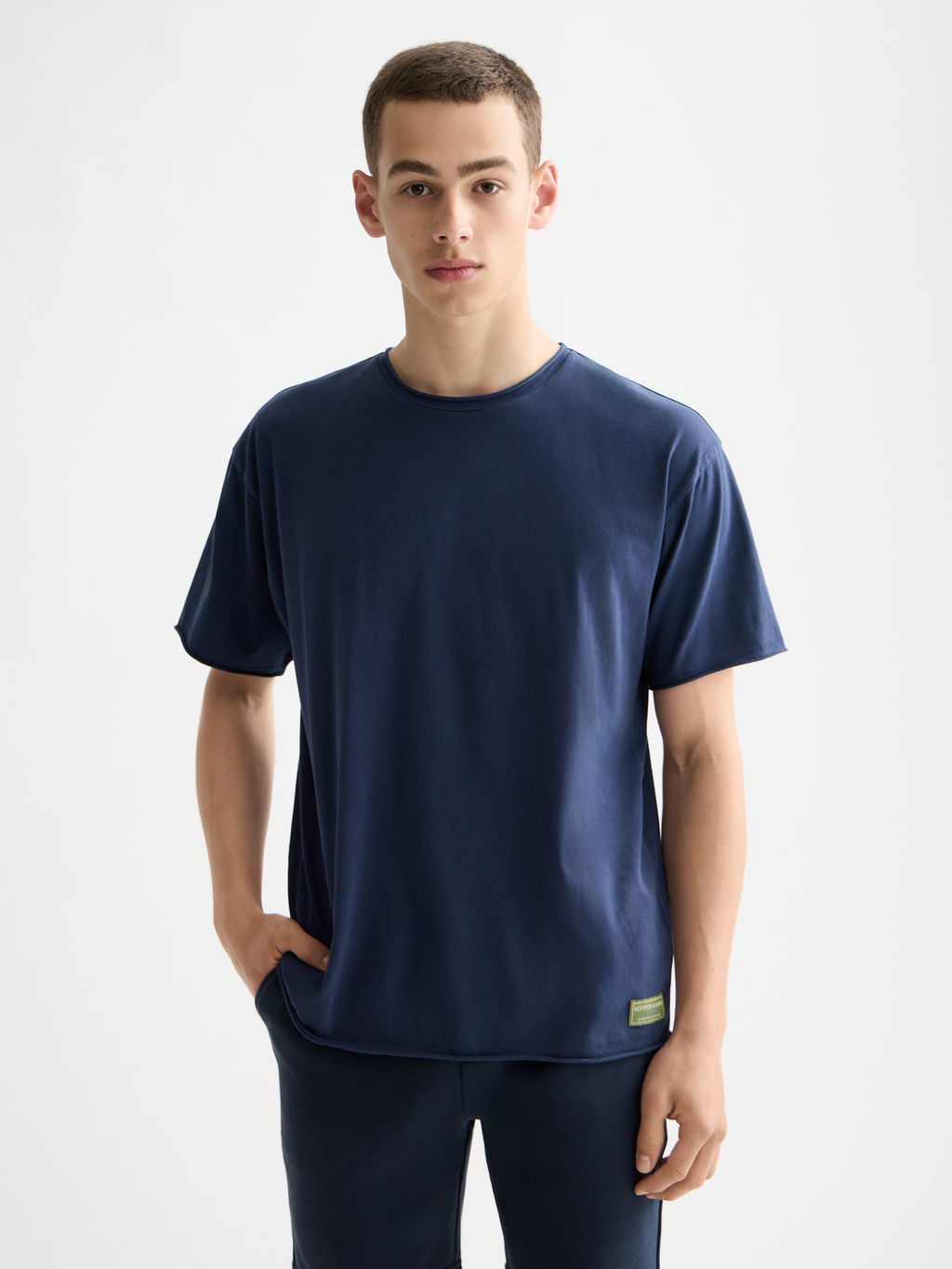 Raw edge t-shirt - Peacoat
