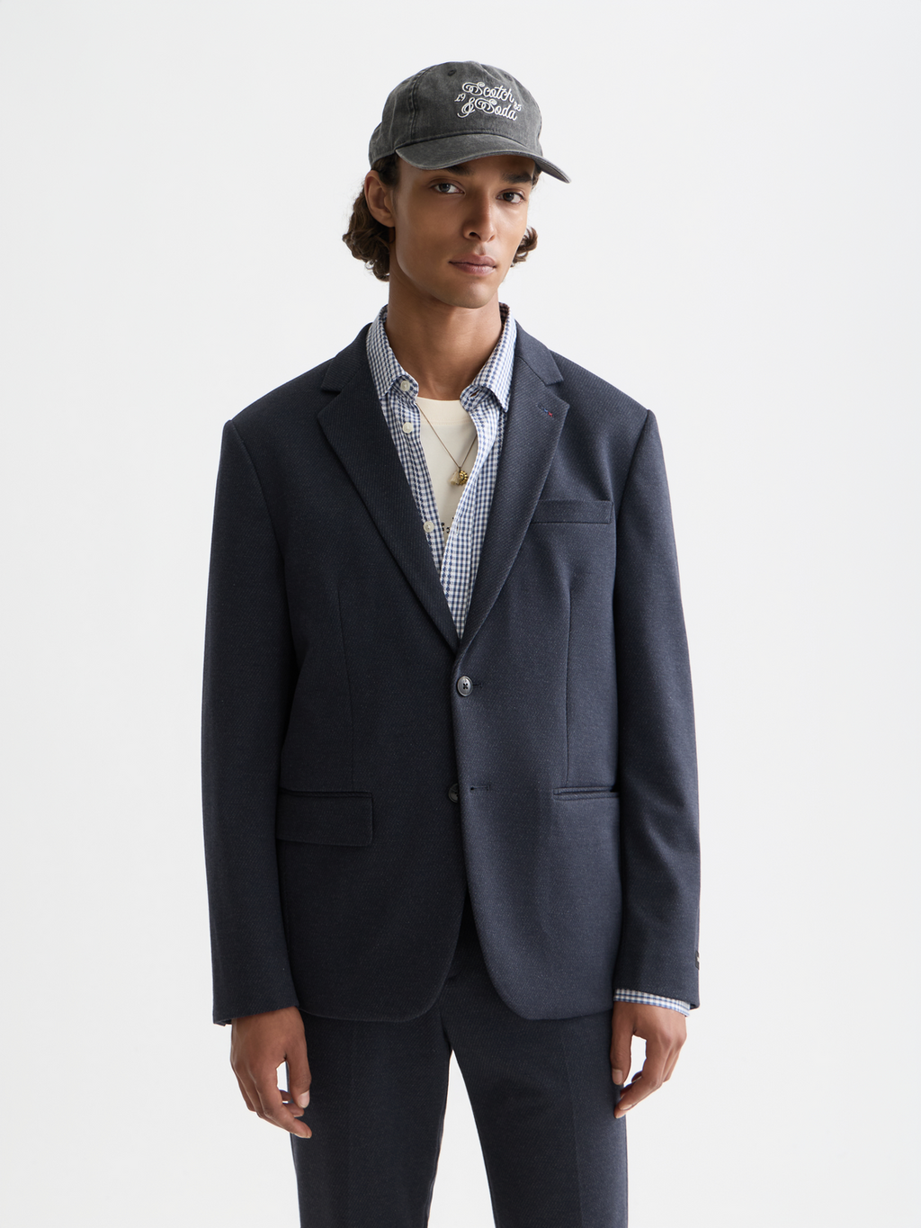Single-breasted blazer - Carbon Micro Check