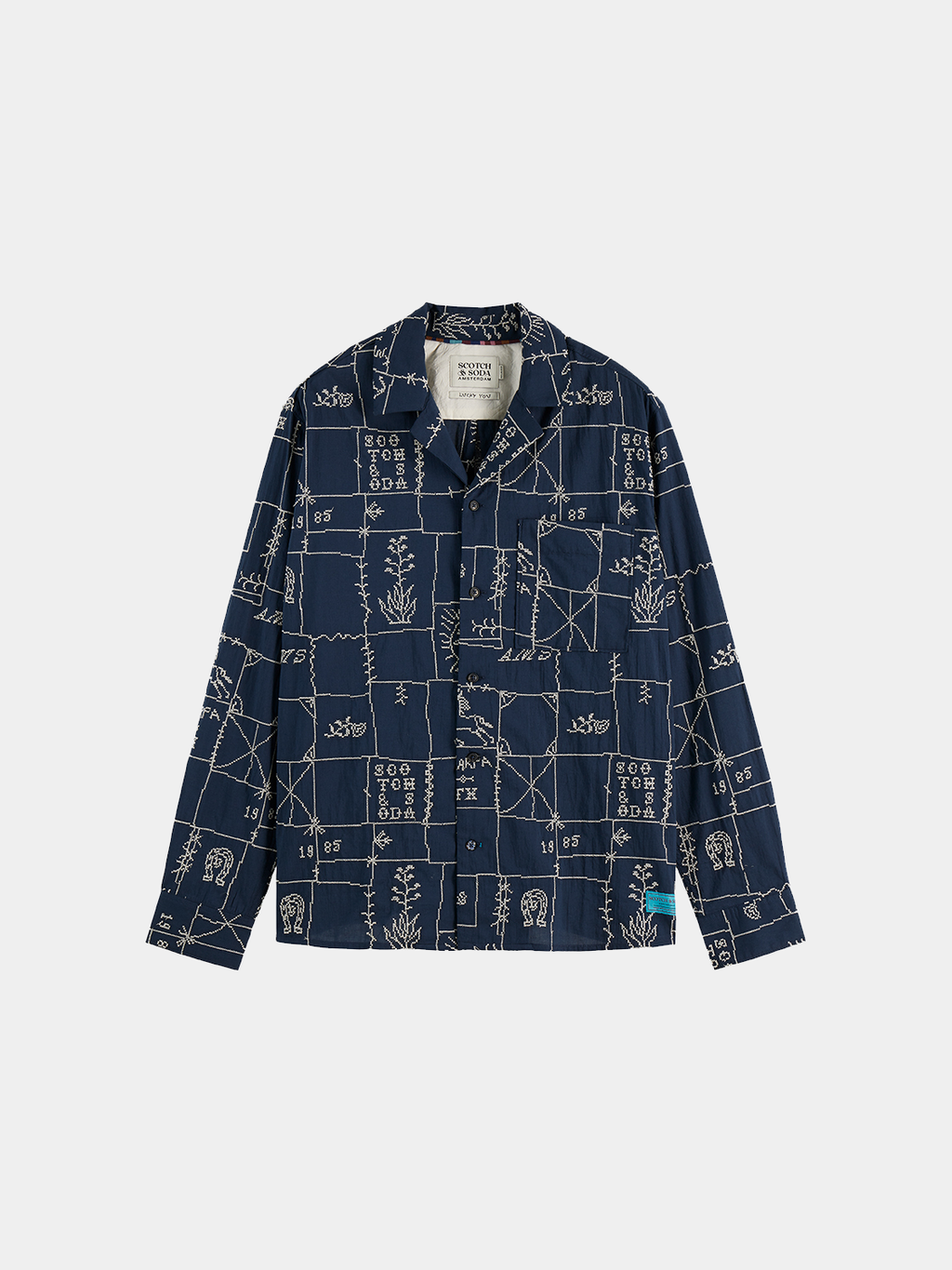 Embroidered shirt - Marfa Cross Stitch Carbon