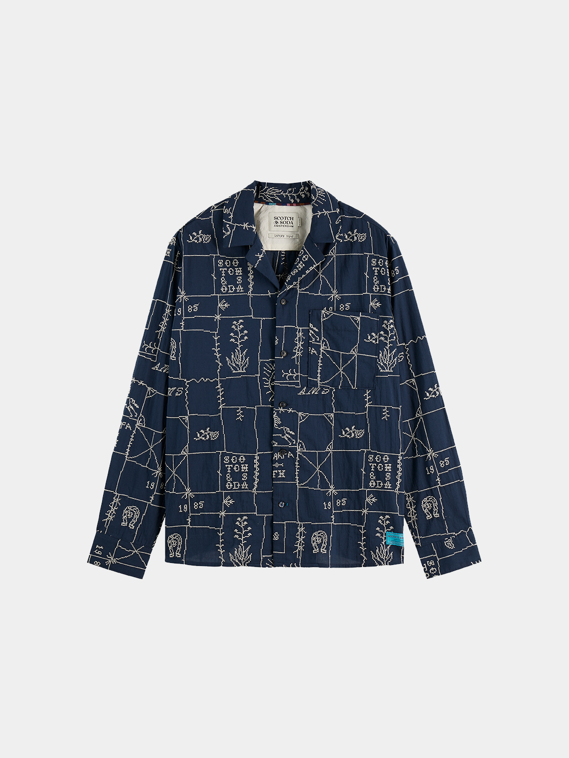 Embroidered shirt - Marfa Cross Stitch Carbon