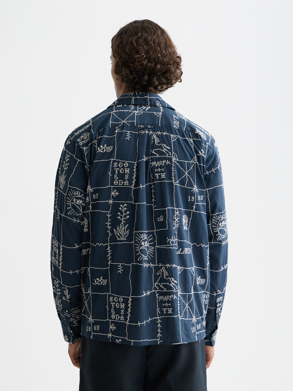 Embroidered shirt - Marfa Cross Stitch Carbon