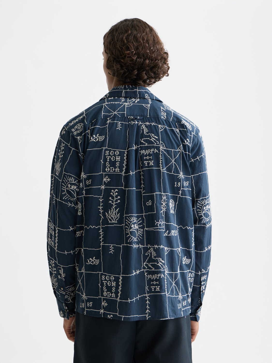 Embroidered shirt - Marfa Cross Stitch Carbon