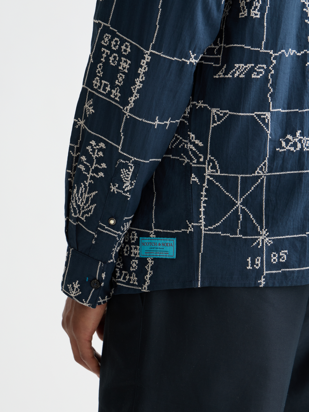 Embroidered shirt - Marfa Cross Stitch Carbon
