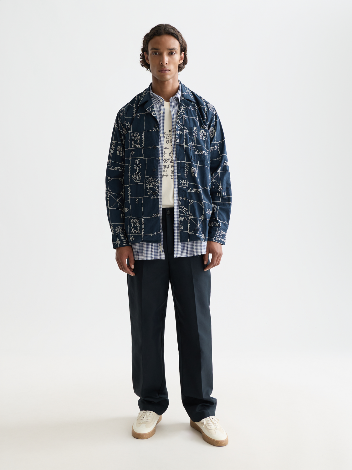 Embroidered shirt - Marfa Cross Stitch Carbon