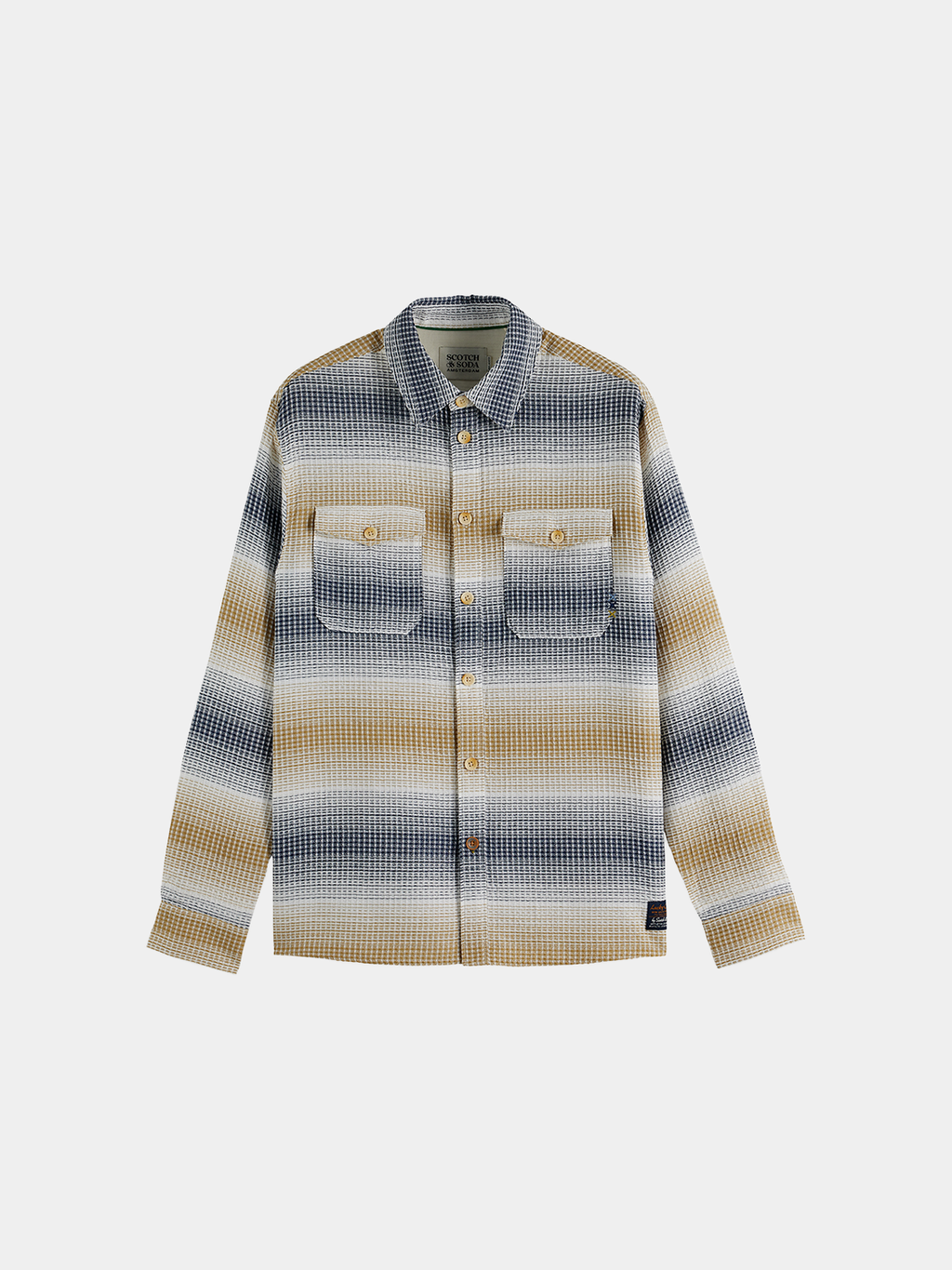 Scotch & Soda - Striped waffle shirt - Oceana / Infinity Stripe