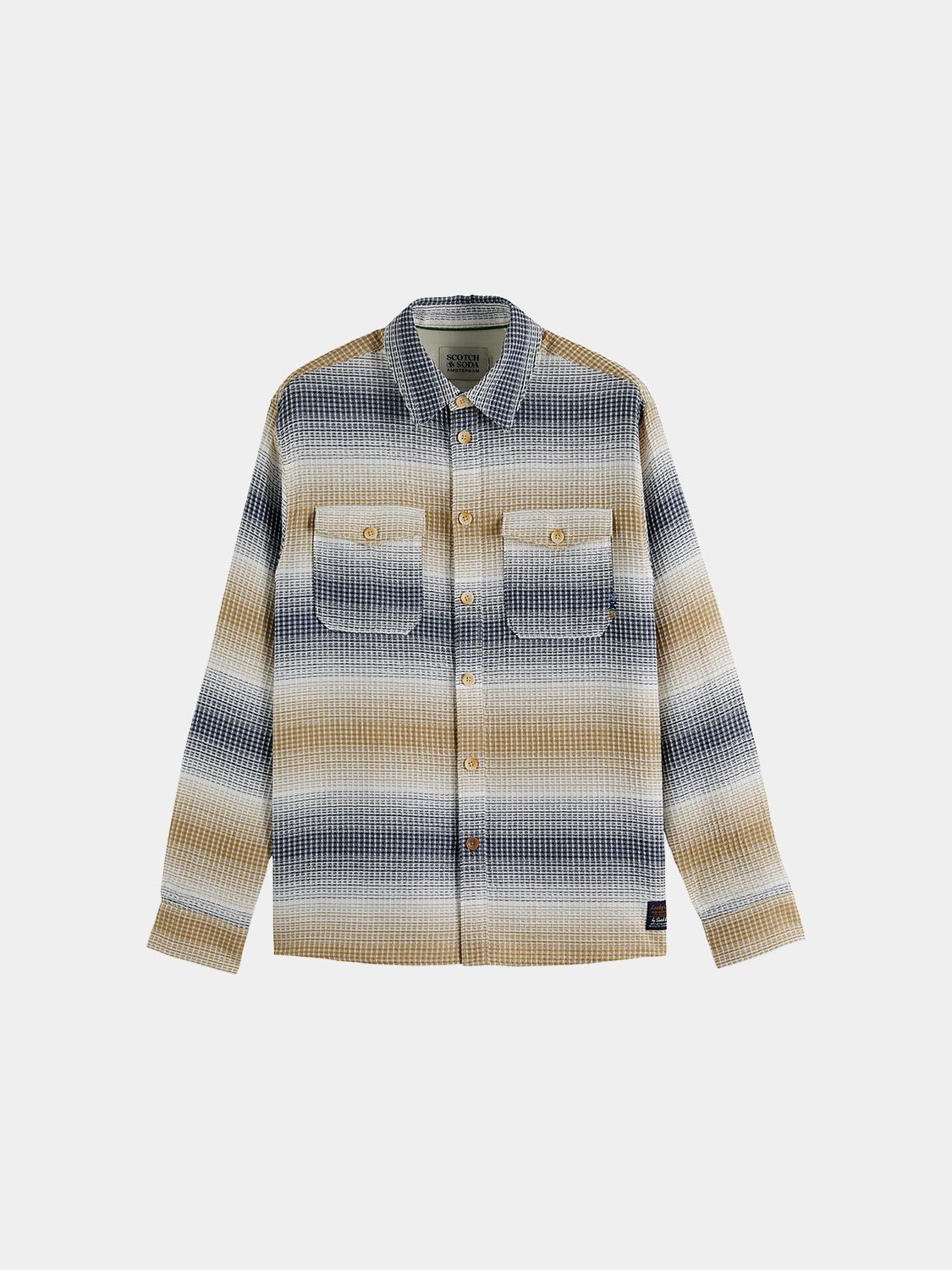 Scotch & Soda - Striped waffle shirt - Oceana / Infinity Stripe