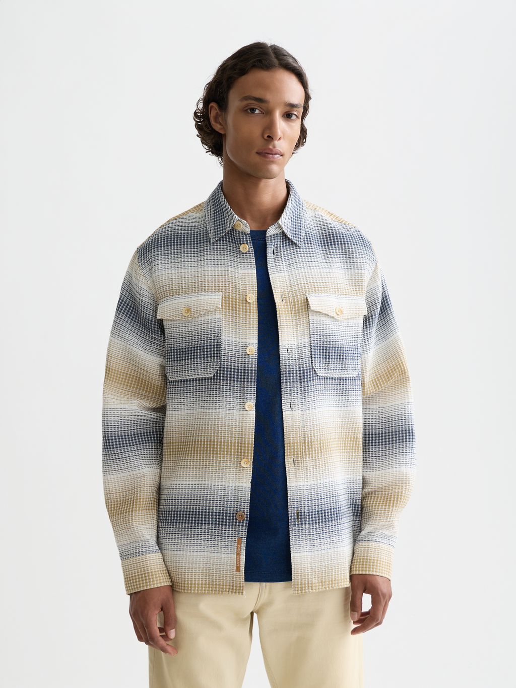 Scotch & Soda - Striped waffle shirt - Oceana / Infinity Stripe