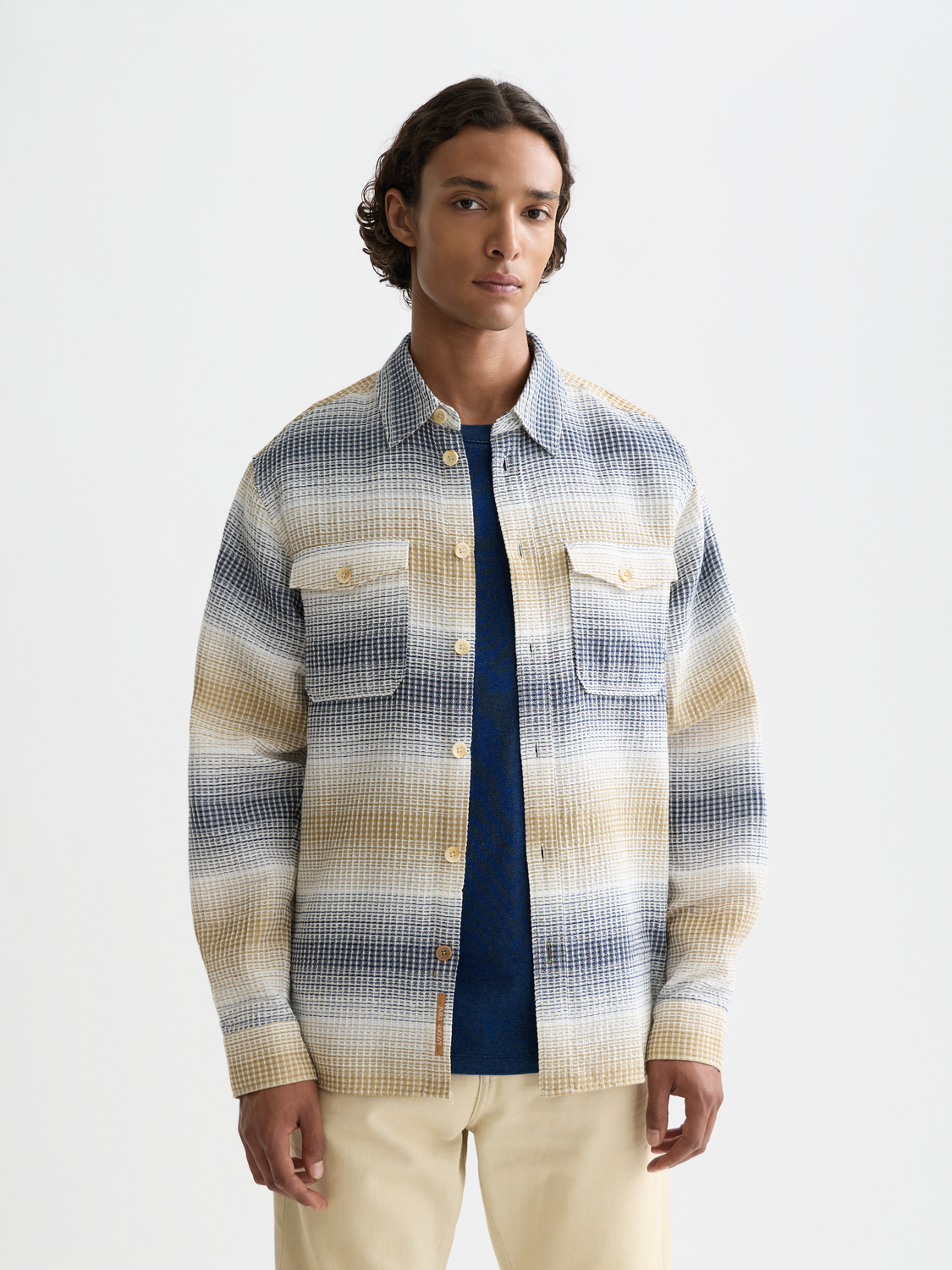 Scotch & Soda - Striped waffle shirt - Oceana / Infinity Stripe