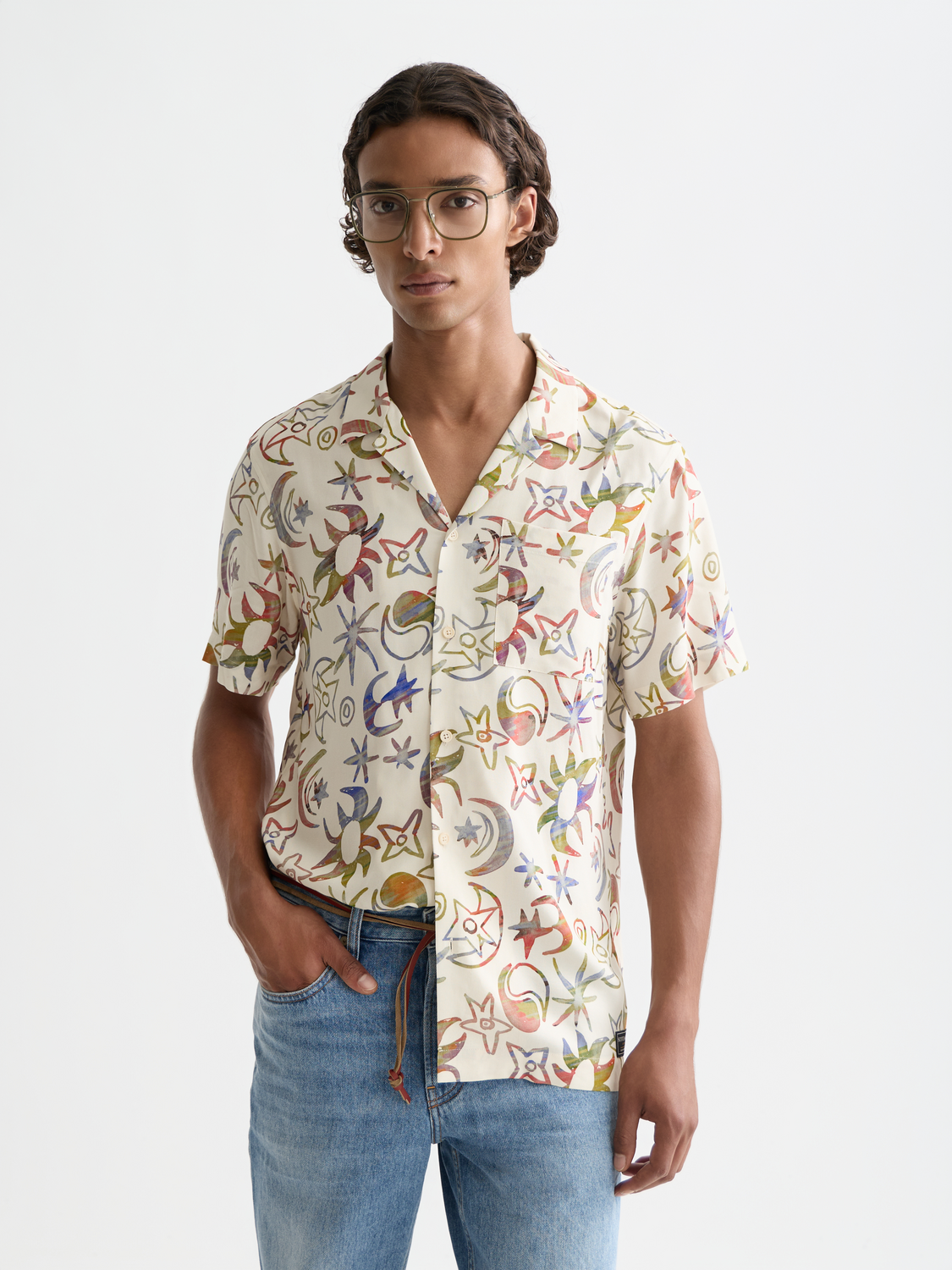 Scotch & Soda - Printed short-sleeved shirt - Cosmic Sky Eggnog