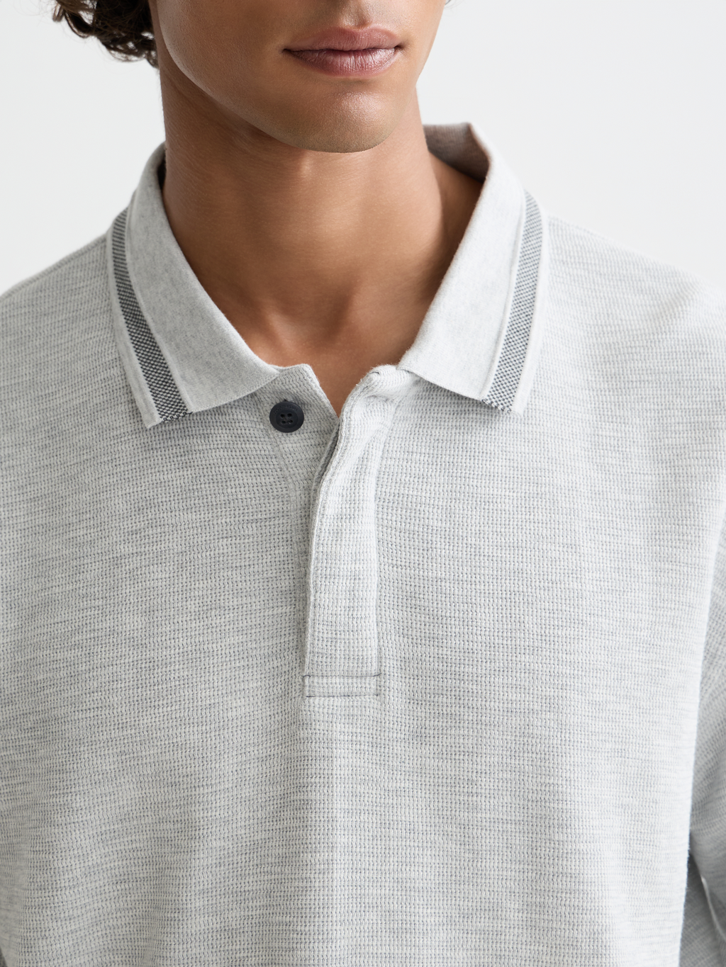 Long-sleeved polo - Grey Melange