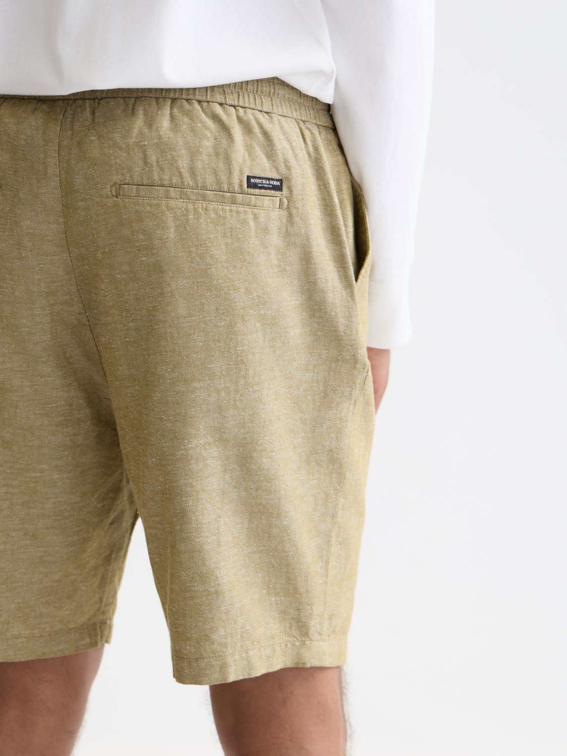 Scotch & Soda - Fave cotton-linen shorts - Green Moss