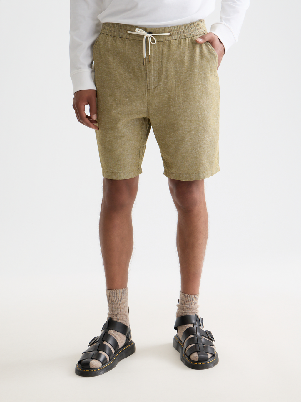 Scotch & Soda - Fave cotton-linen shorts - Green Moss