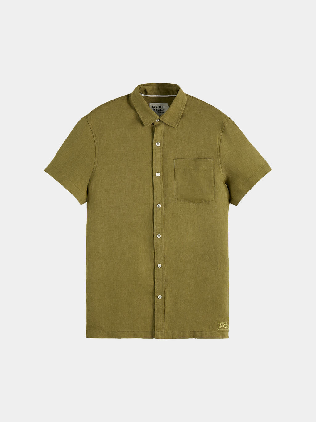 Scotch & Soda - Short-sleeved linen shirt - Green Moss
