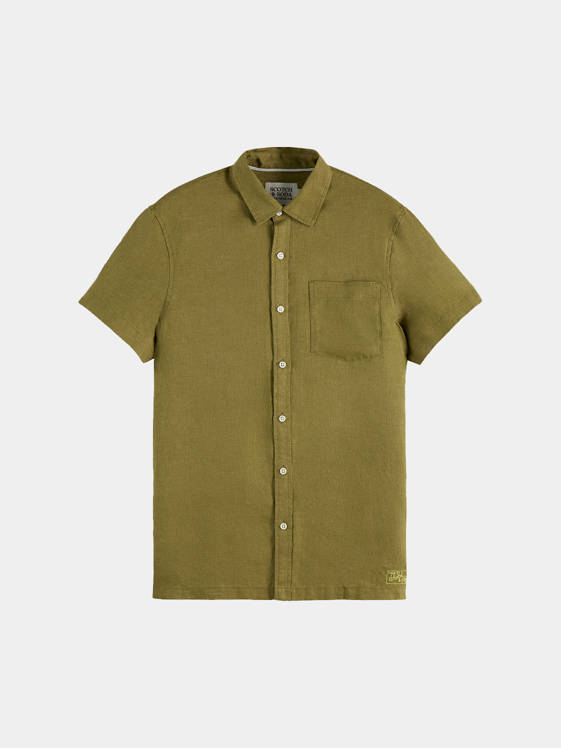 Scotch & Soda - Short-sleeved linen shirt - Green Moss