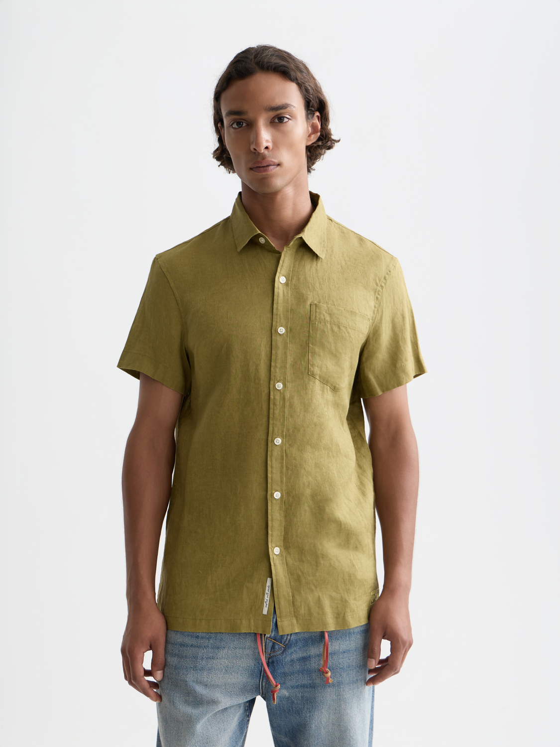 Scotch & Soda - Short-sleeved linen shirt - Green Moss