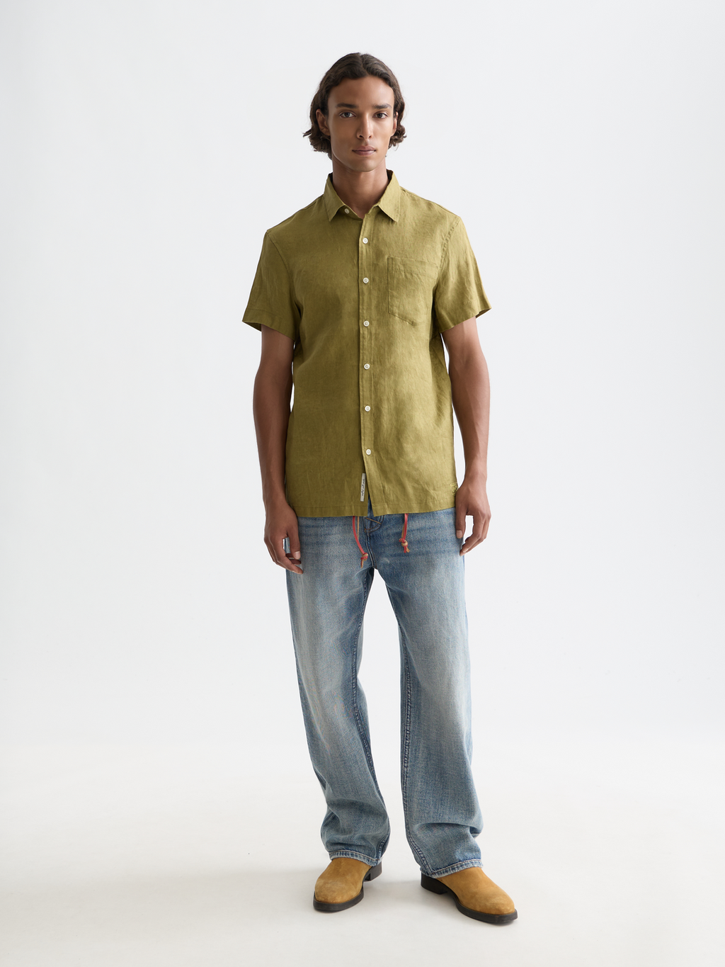 Scotch & Soda - Short-sleeved linen shirt - Green Moss