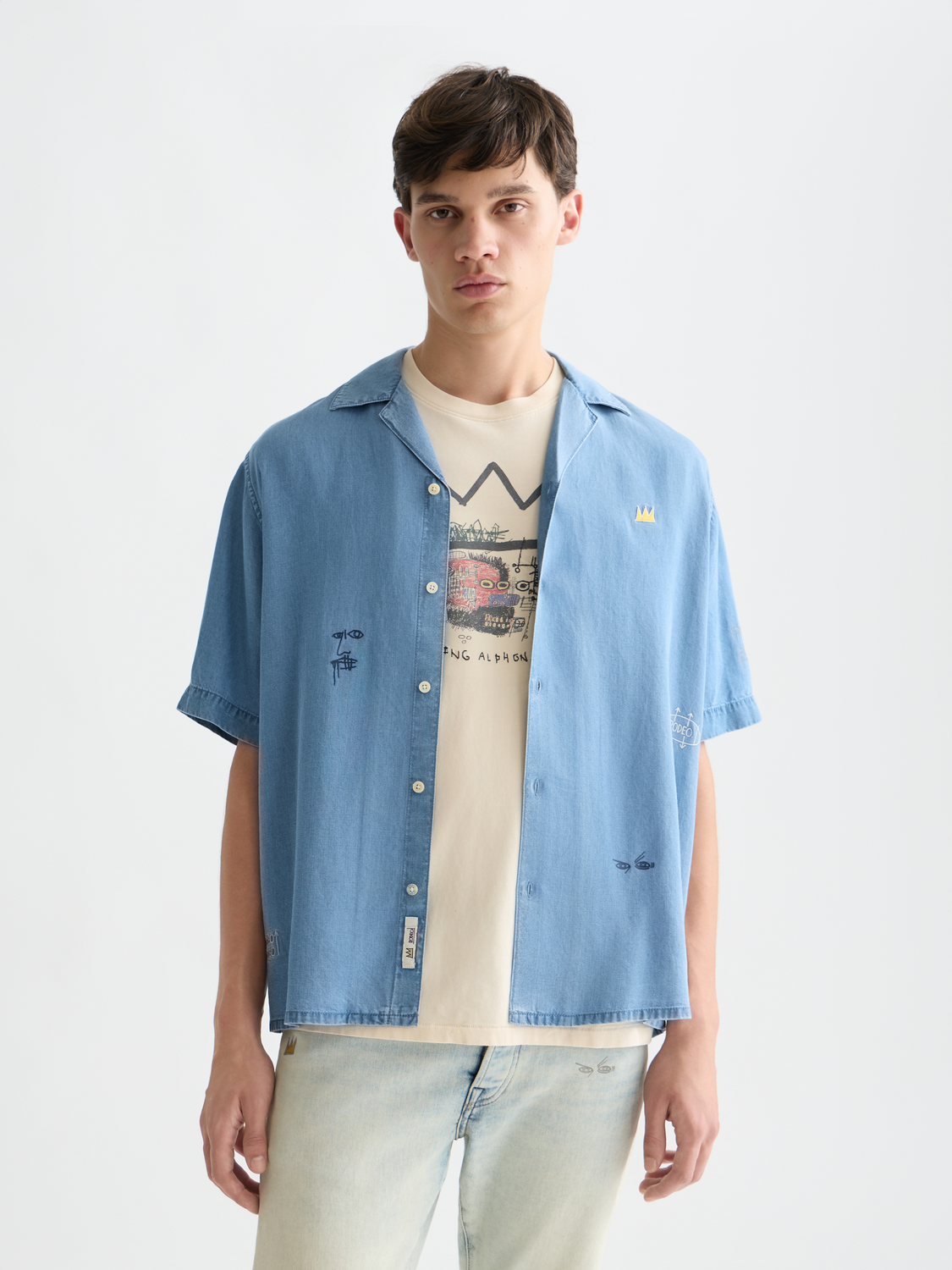 Basquiat Indigo Short Sleeved Shirt - Washed Indigo