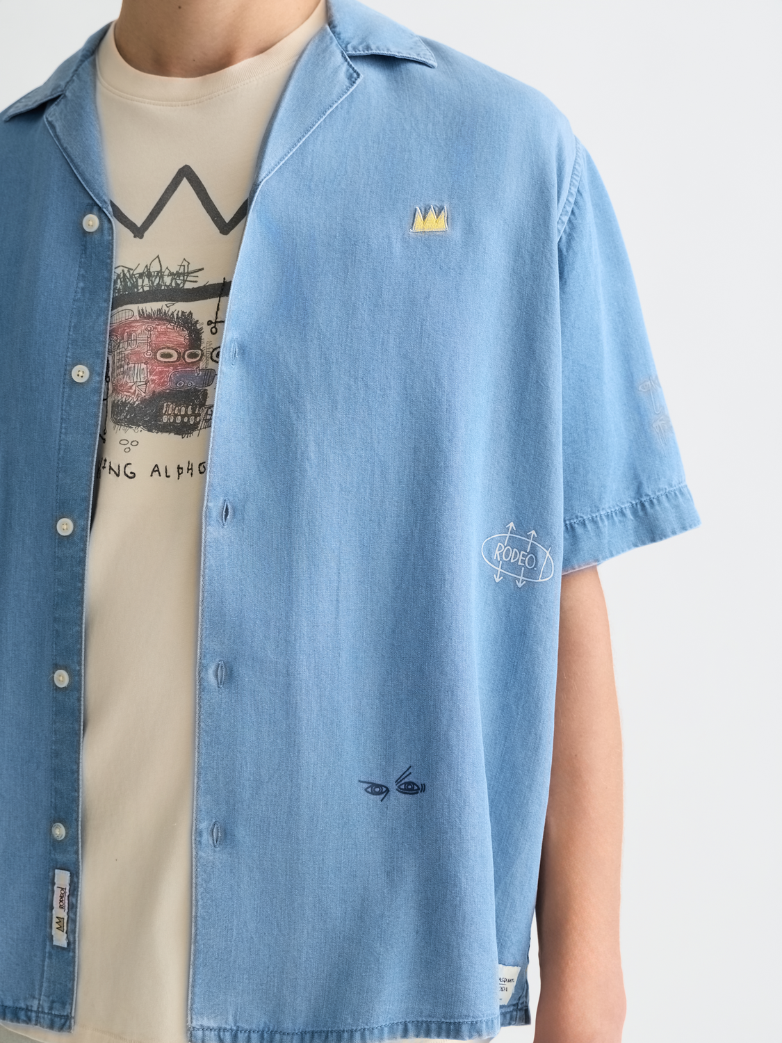 Basquiat Indigo Short Sleeved Shirt - Washed Indigo
