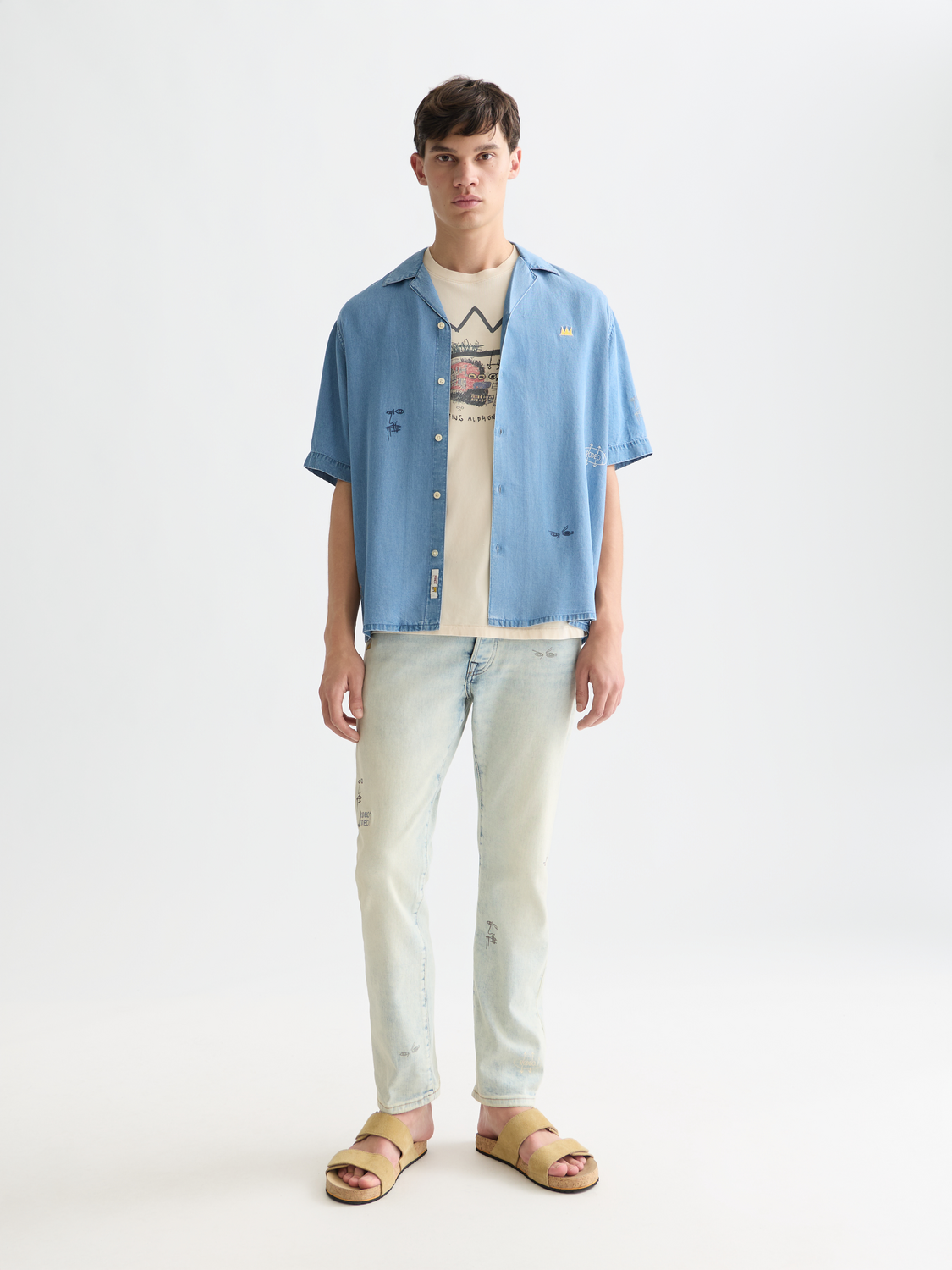 Basquiat Indigo Short Sleeved Shirt - Washed Indigo