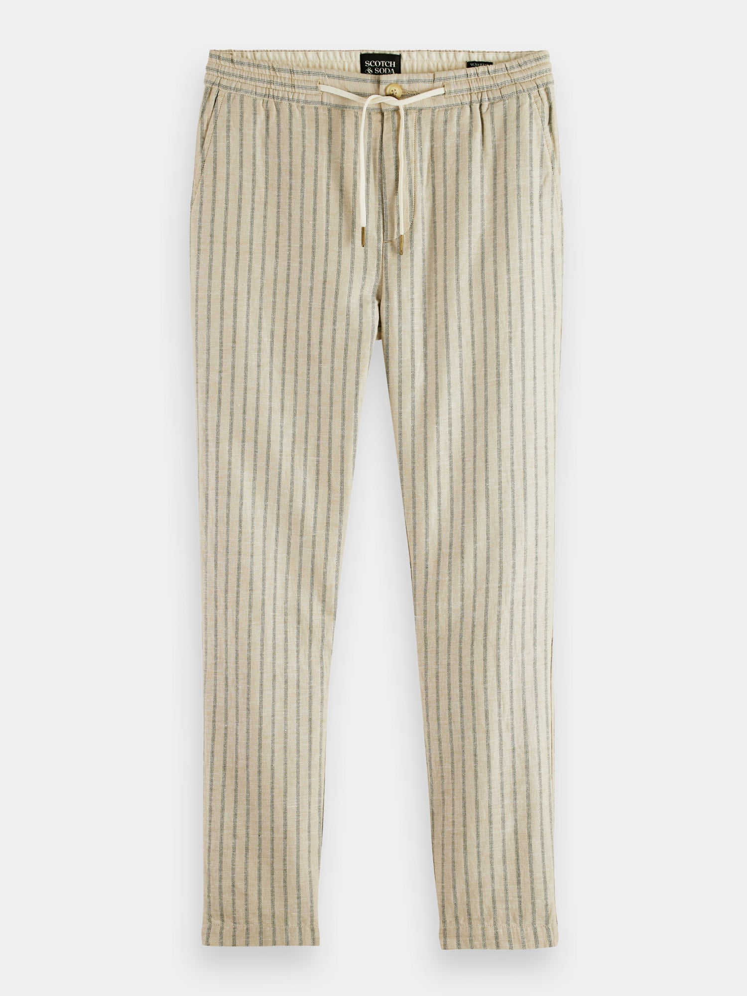 Warren striped linen blend jogger pants - Sand Black Stripe