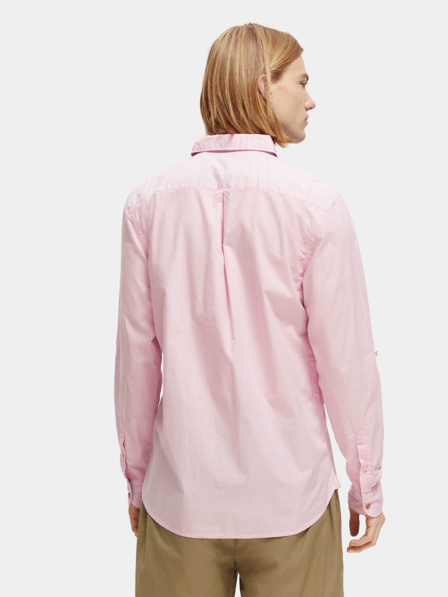 Worked-out poplin shirt in solids and stripes - Stone Pink