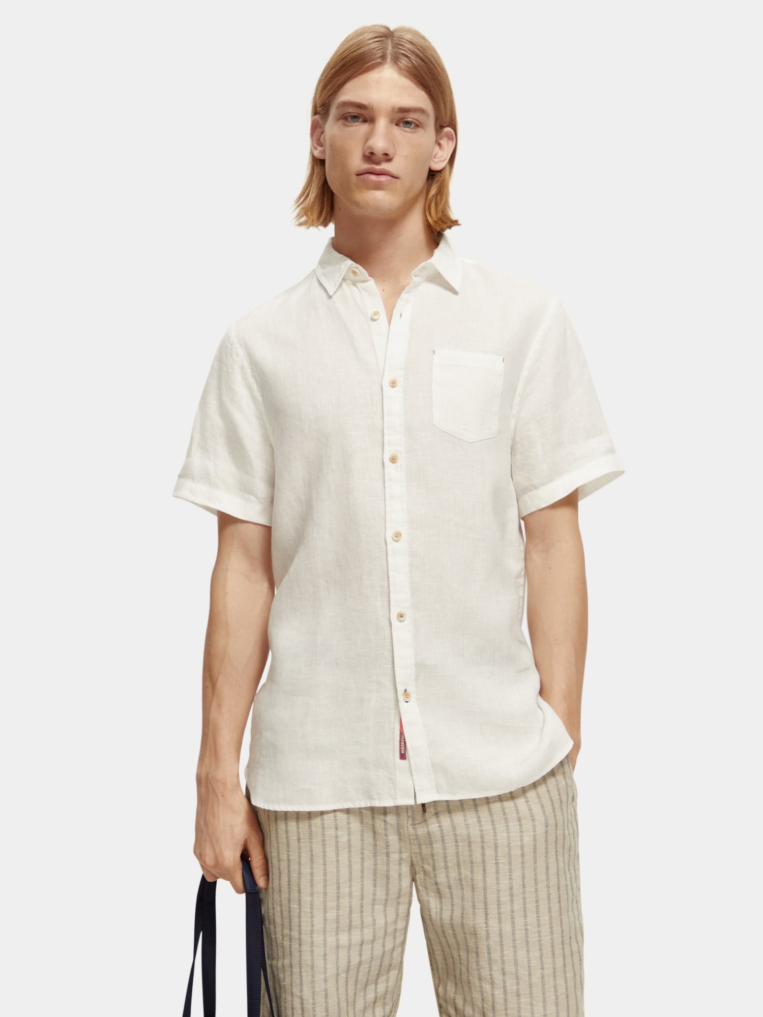 Short sleeve linen shirt - White