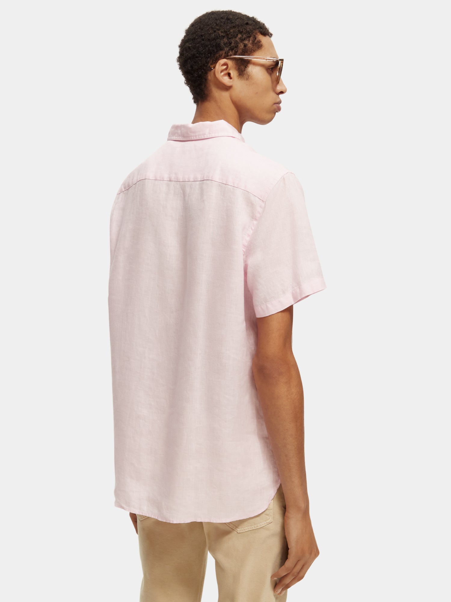 Short sleeve linen shirt - Rose