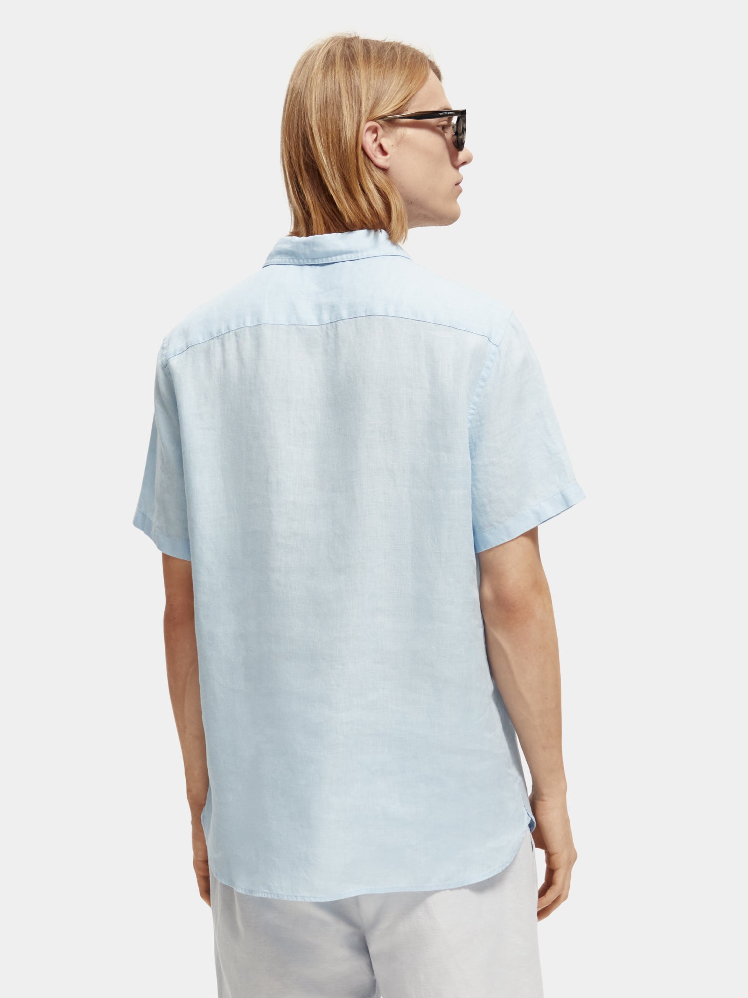 Short sleeve linen shirt - Sky