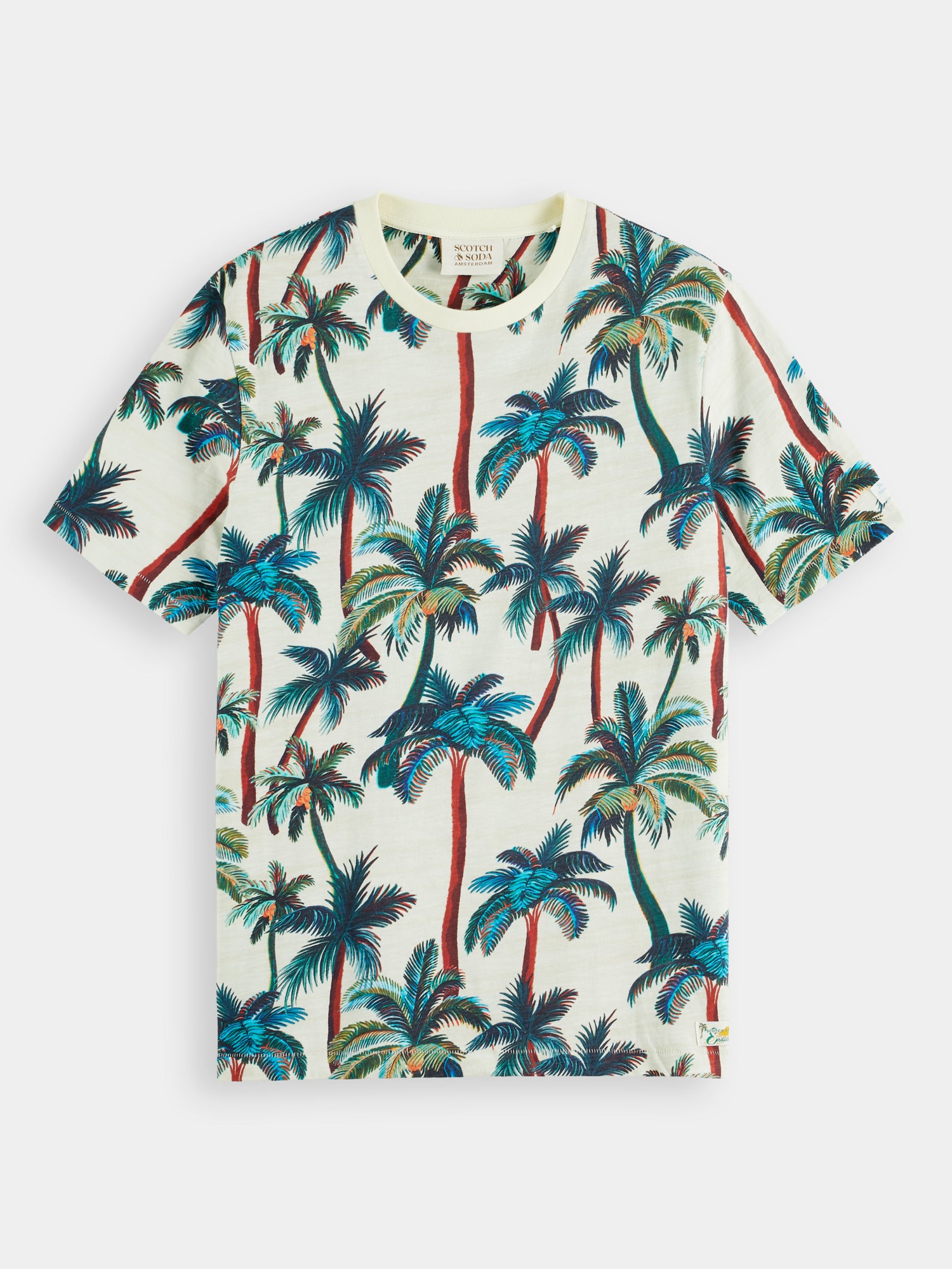 Palm-printed crewneck t-shirt - Offwhite Palmtrees Aop