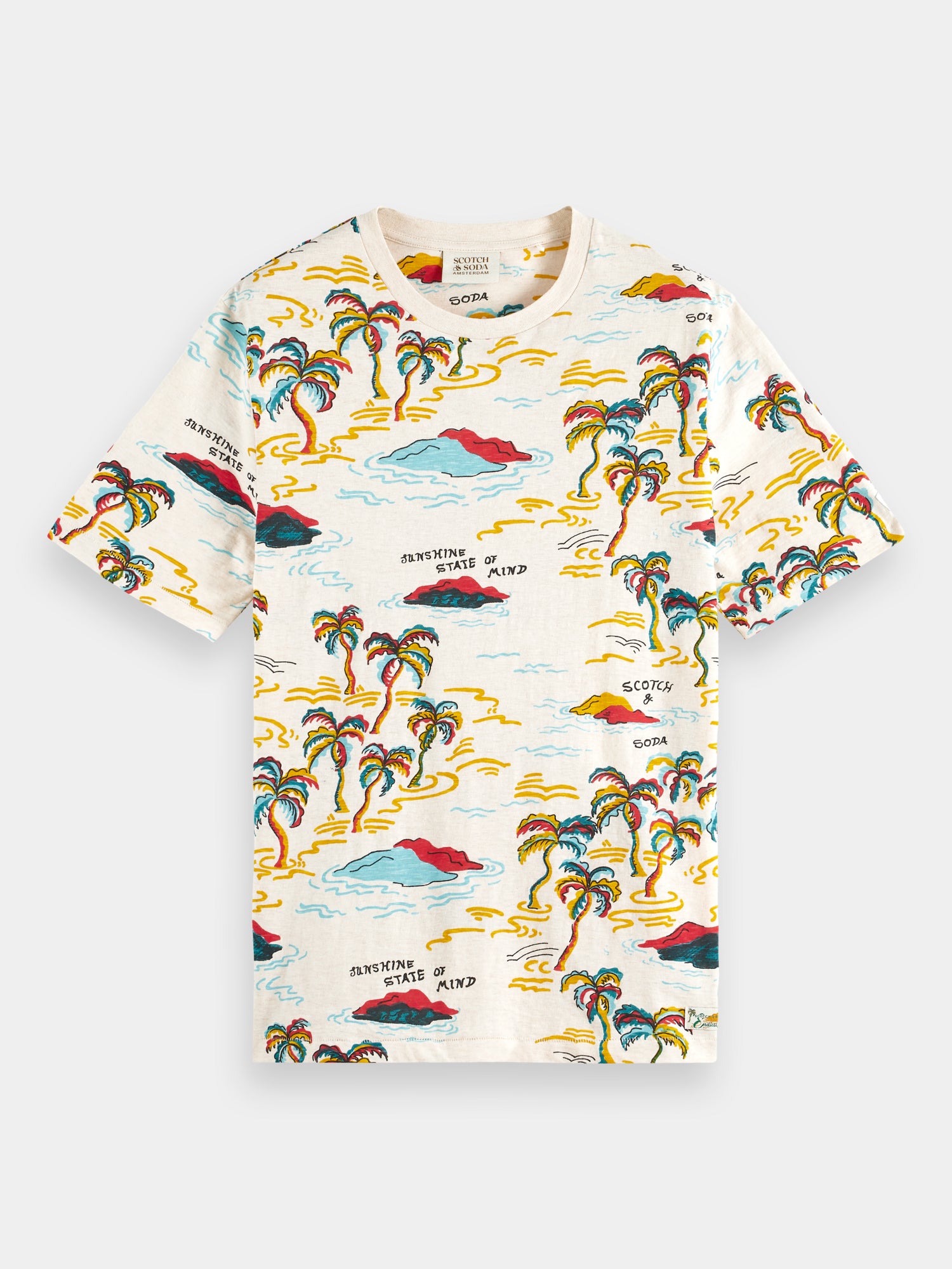 Palm-printed crewneck t-shirt - White Palmtree Island Aop