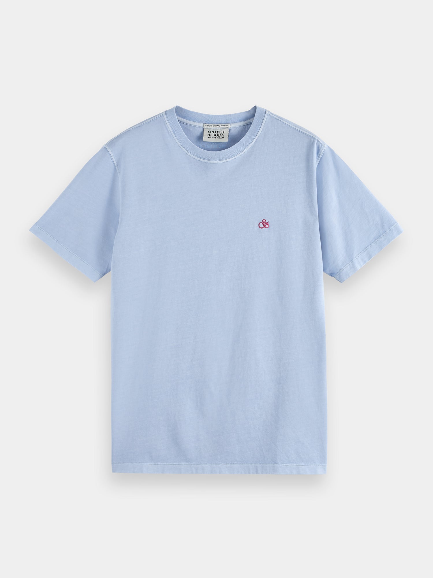 Garment-dyed logo embroidery t-shirt - Sea Blue