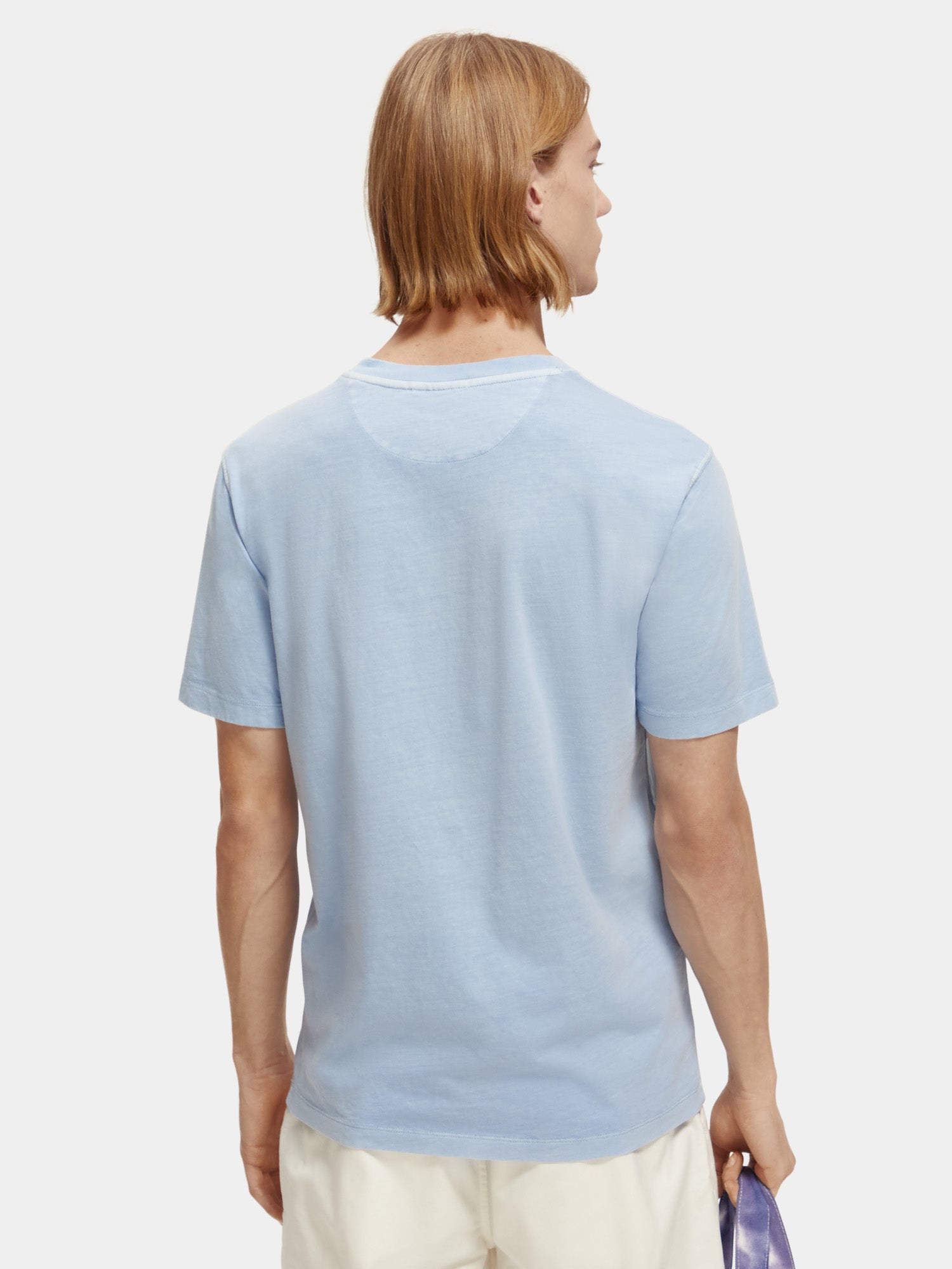 Garment-dyed logo embroidery t-shirt - Sea Blue