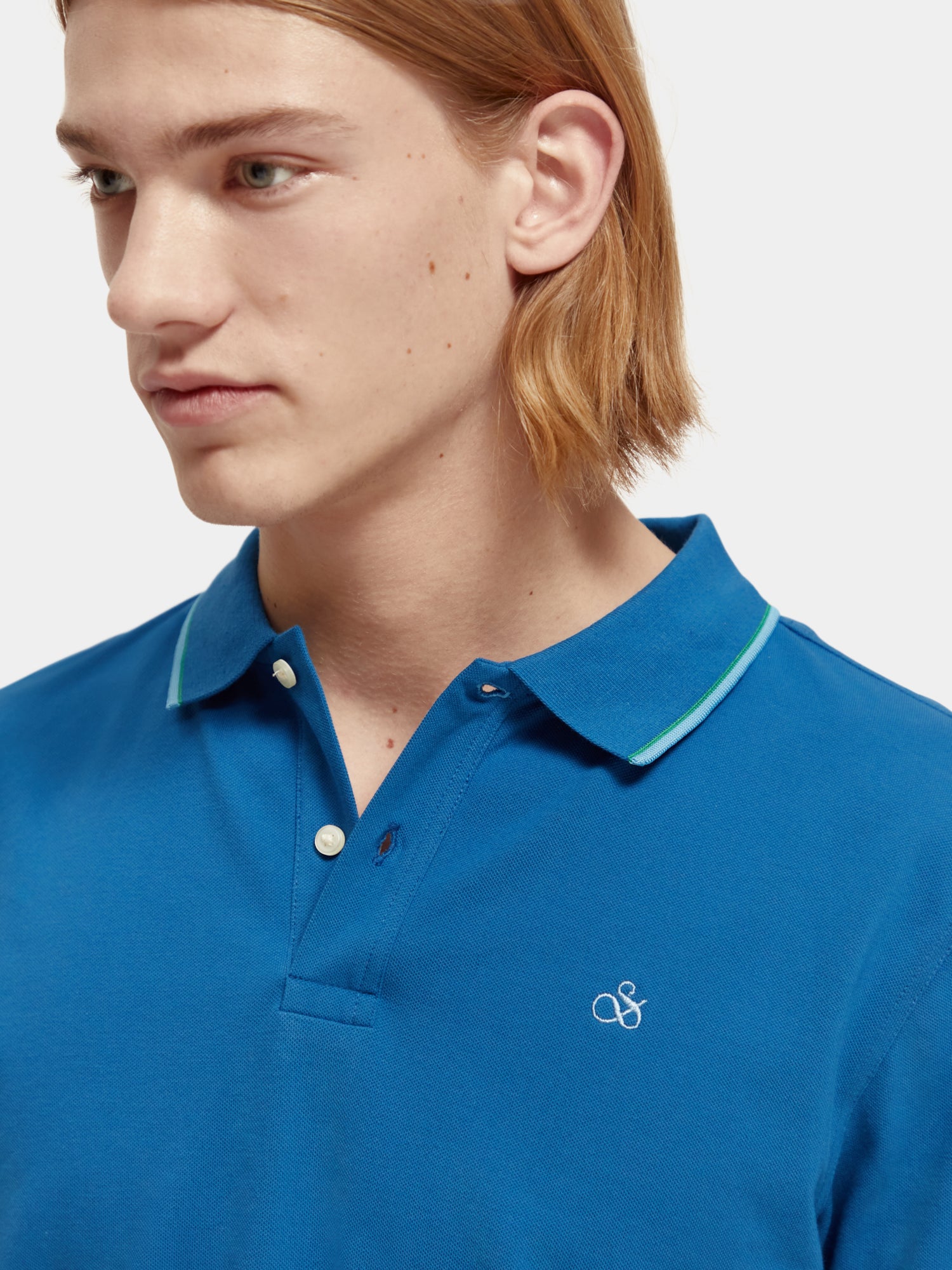 Classic polo shirt with tipping - Riviera Blue