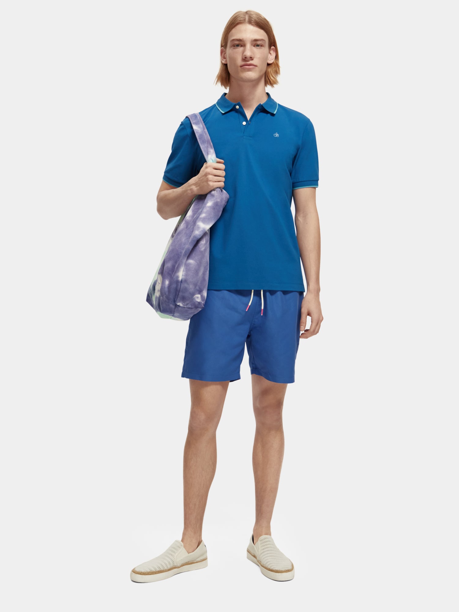 Classic polo shirt with tipping - Riviera Blue