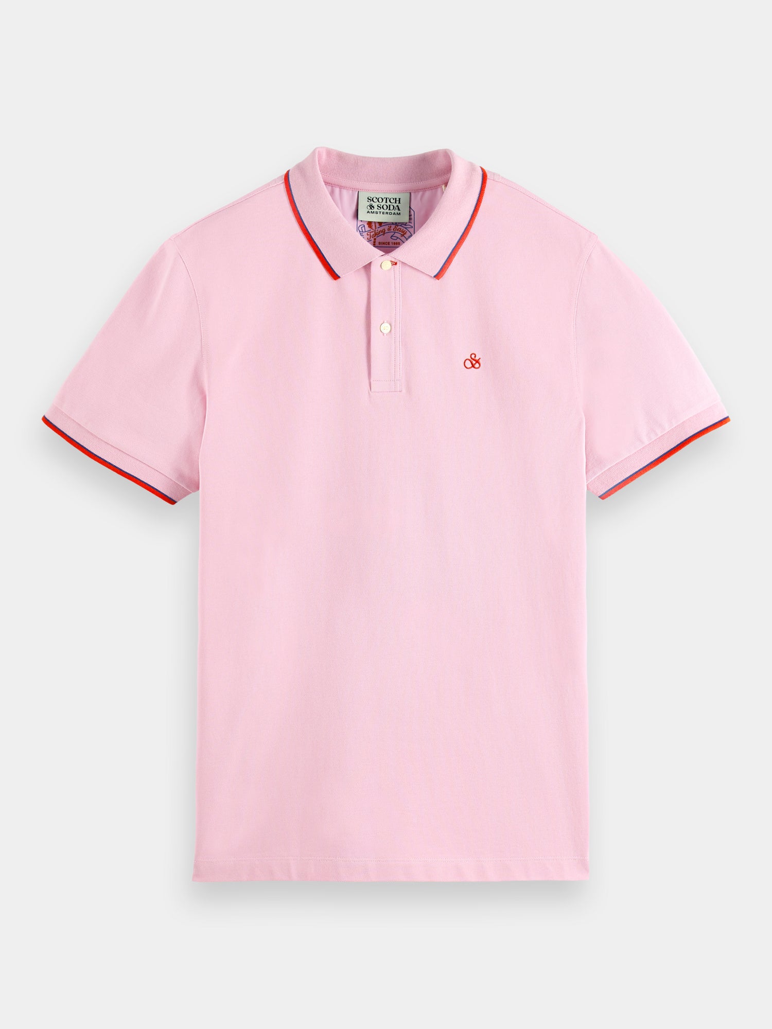 Classic polo shirt with tipping - Stone Pink