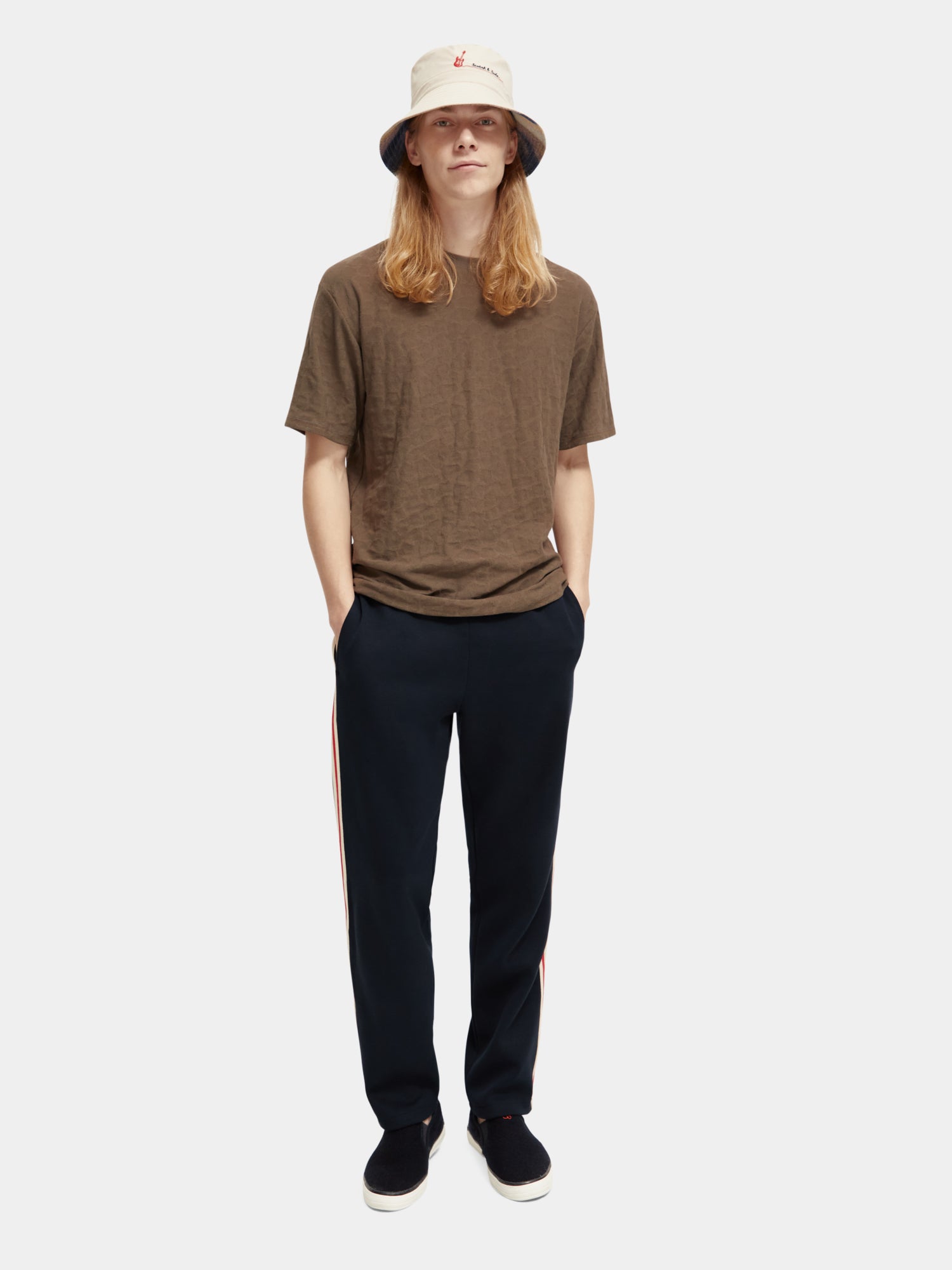 Relaxed-fit jacquard t-shirt - Dark taupe