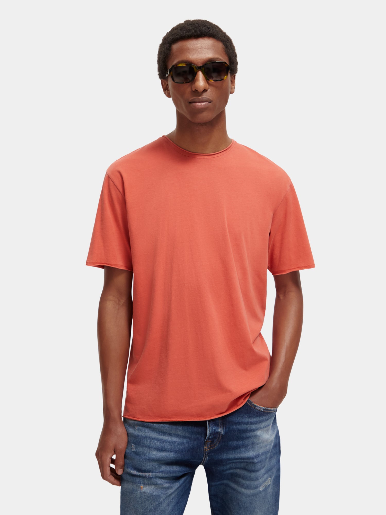 Relaxed-fit raw edge t-shirt - Red Skies