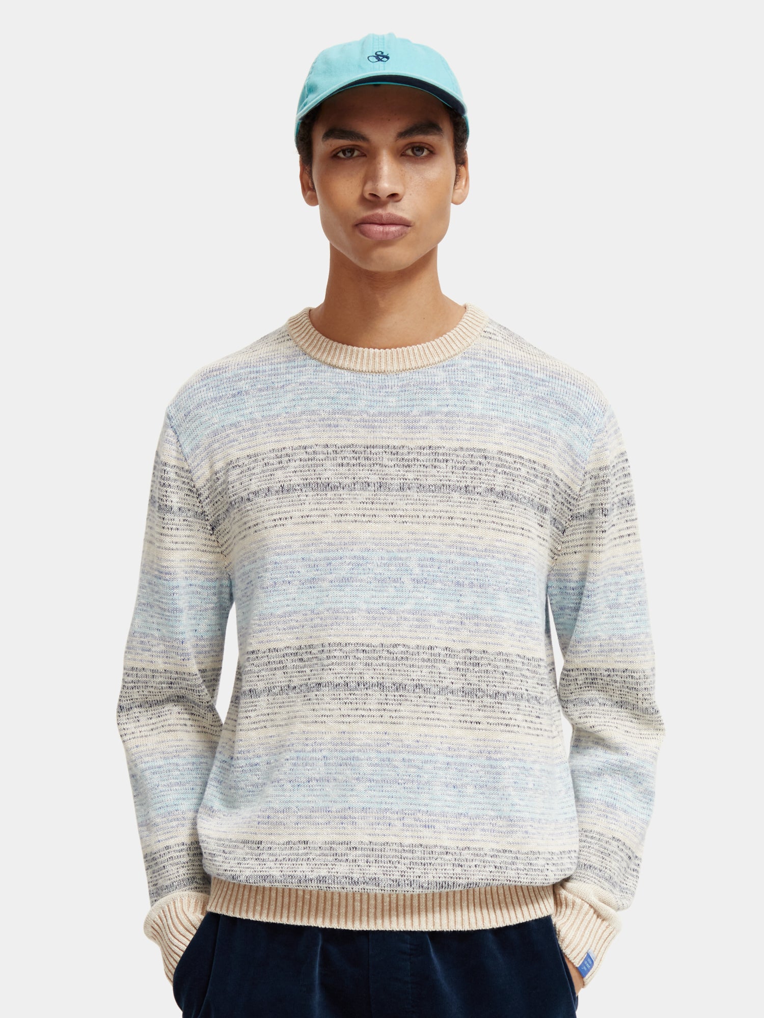 Gradient stripe crewneck sweater - Blue Gradiant