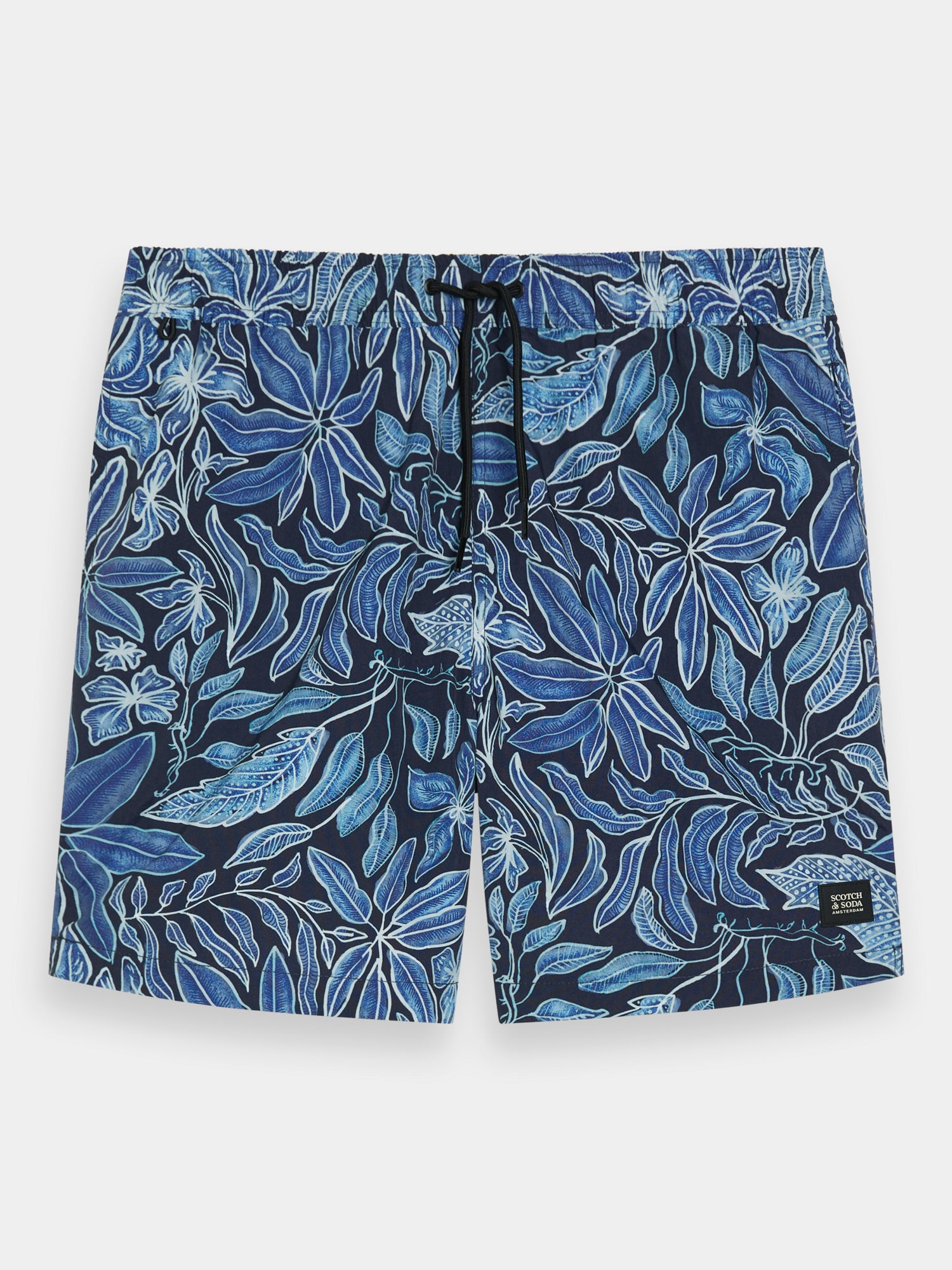 Mid-length printed swimshorts - Nocturnal Floral Blue