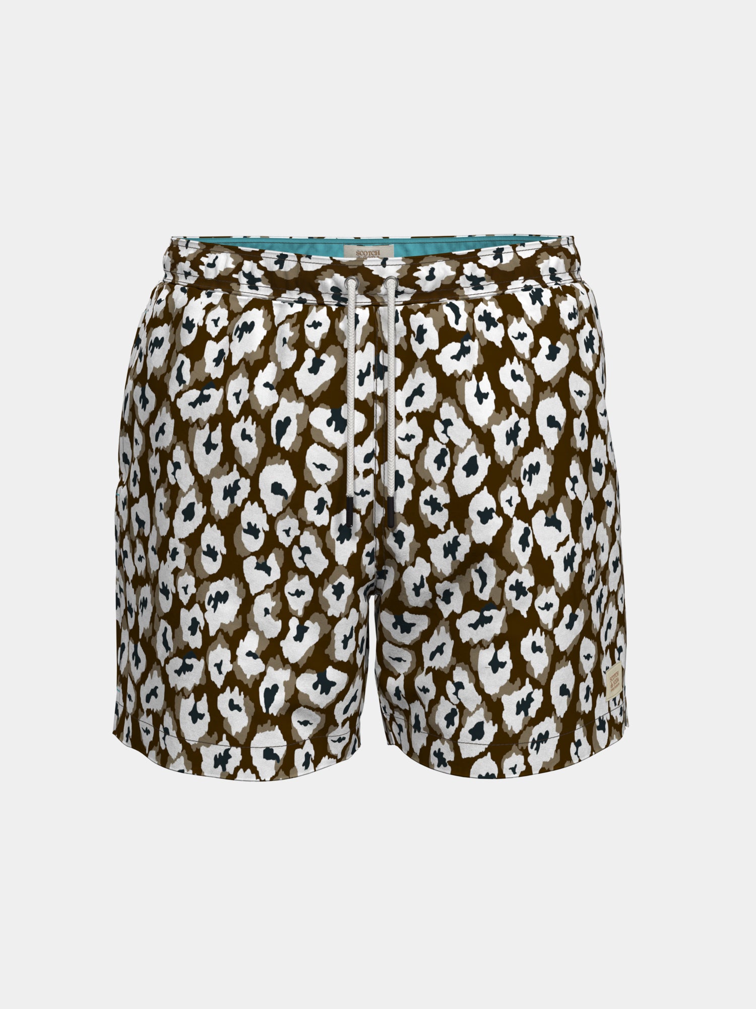 Mid-length printed swimshorts - Taupe Animal