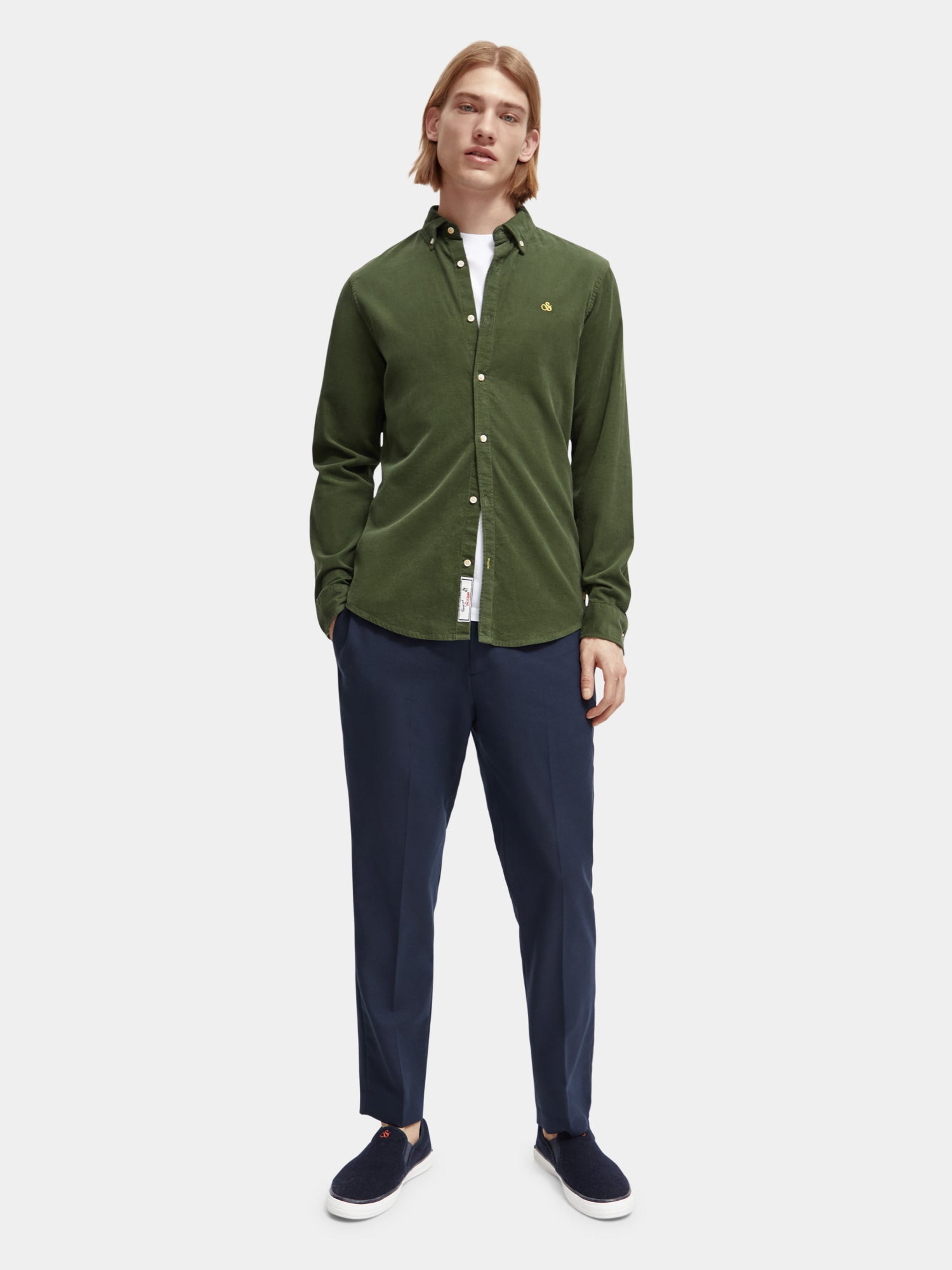 Slim-fit corduroy shirt - Field Green