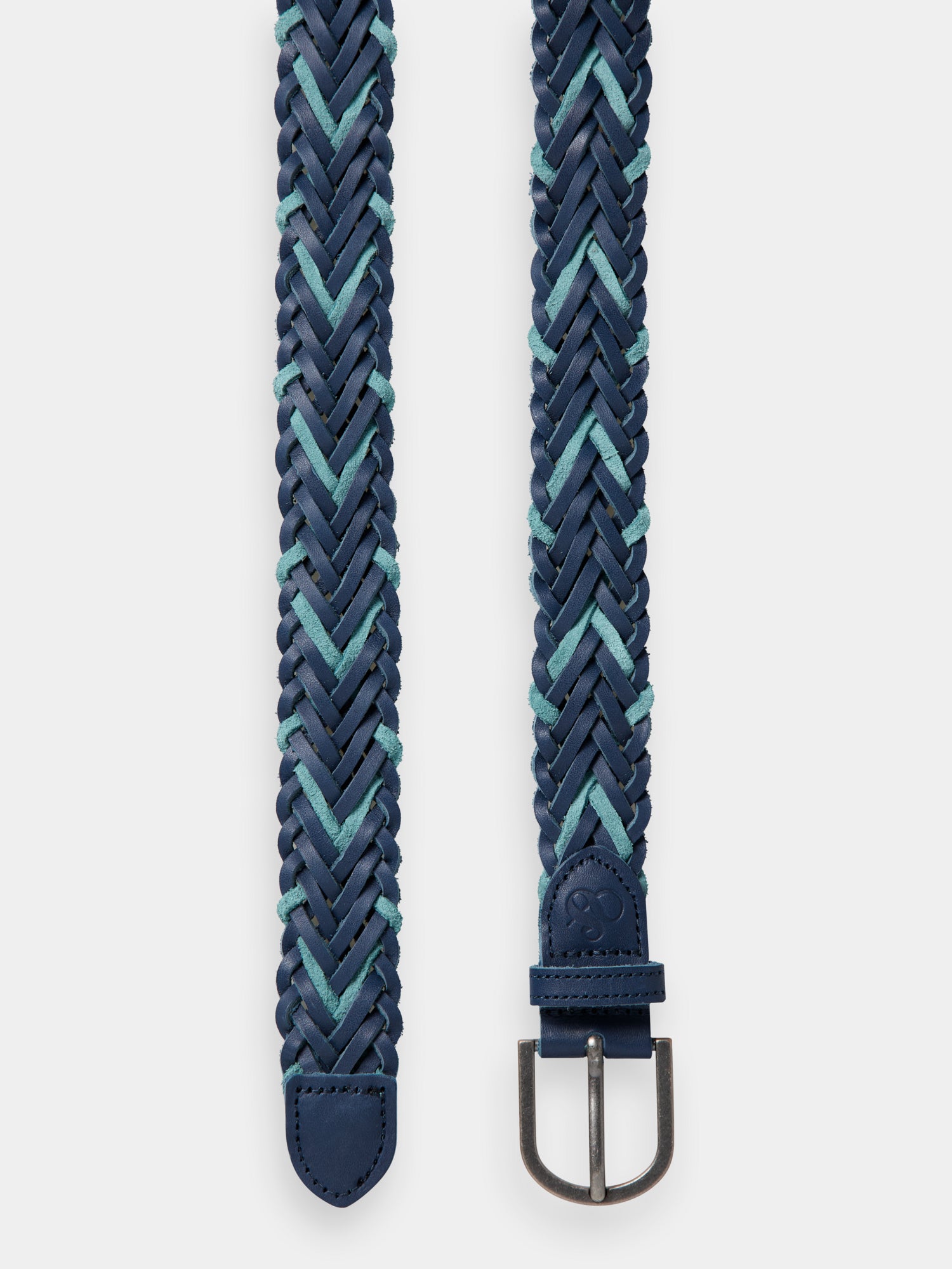 Braided leather belt - Steel